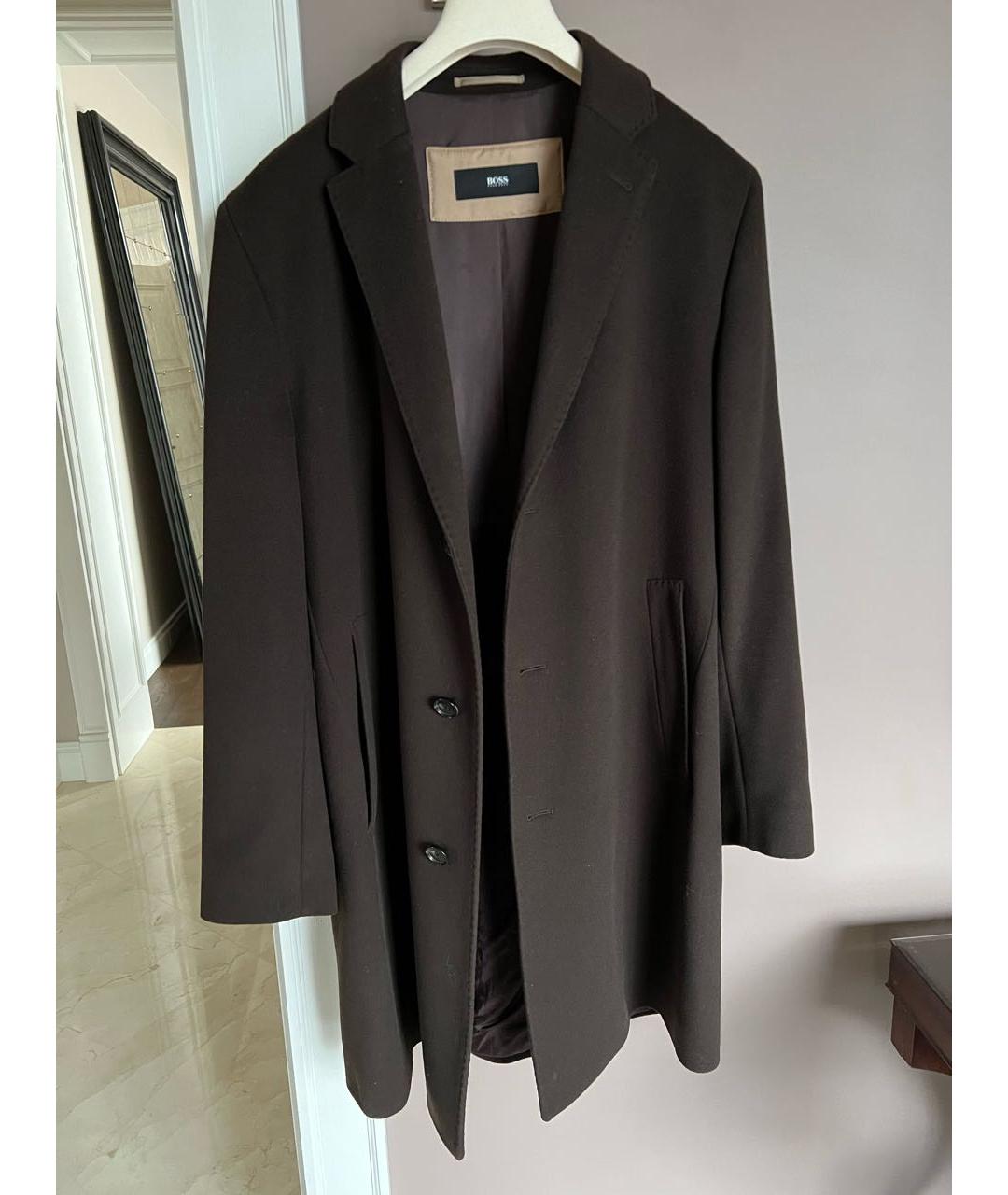 HUGO BOSS Коричневое шерстяное пальто, фото 8