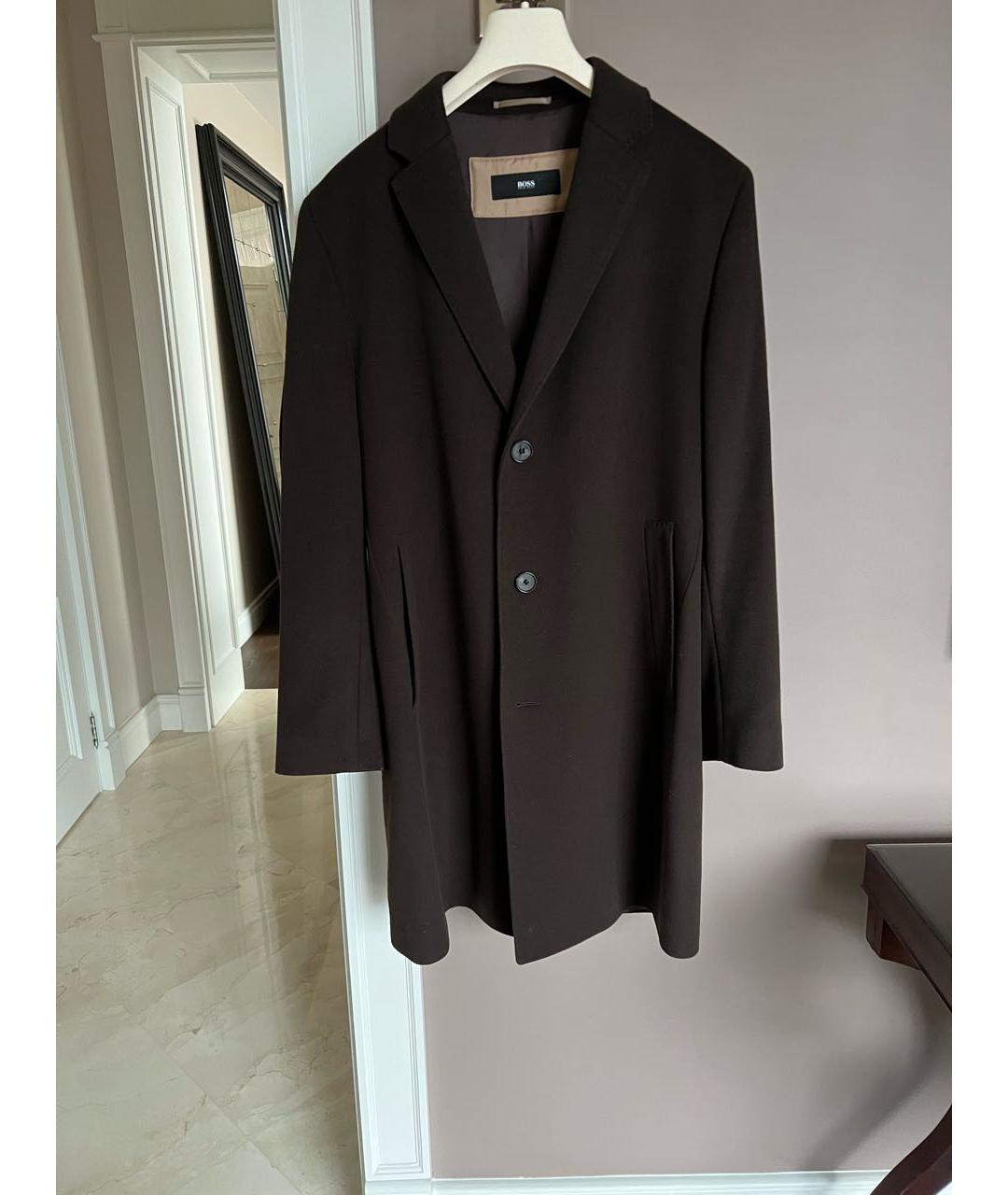 HUGO BOSS Коричневое шерстяное пальто, фото 4