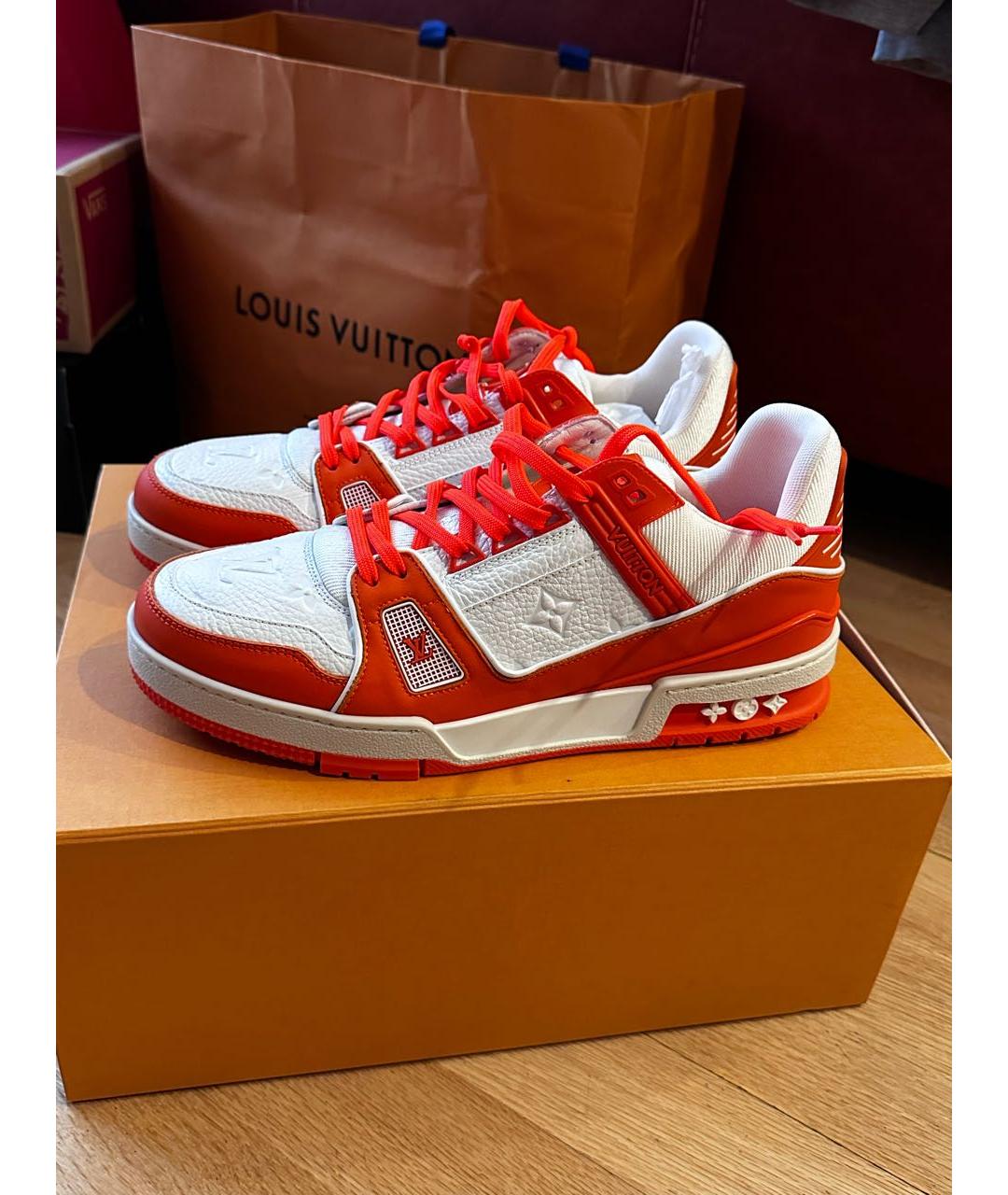 LOUIS VUITTON PRE-OWNED Оранжевое кожаные низкие кроссовки / кеды, фото 7