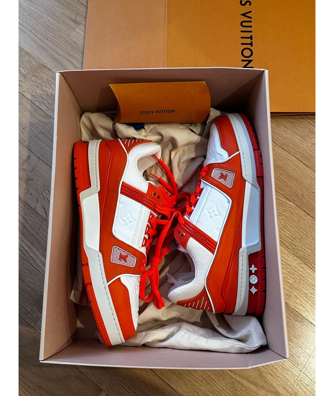 LOUIS VUITTON PRE-OWNED Оранжевое кожаные низкие кроссовки / кеды, фото 3