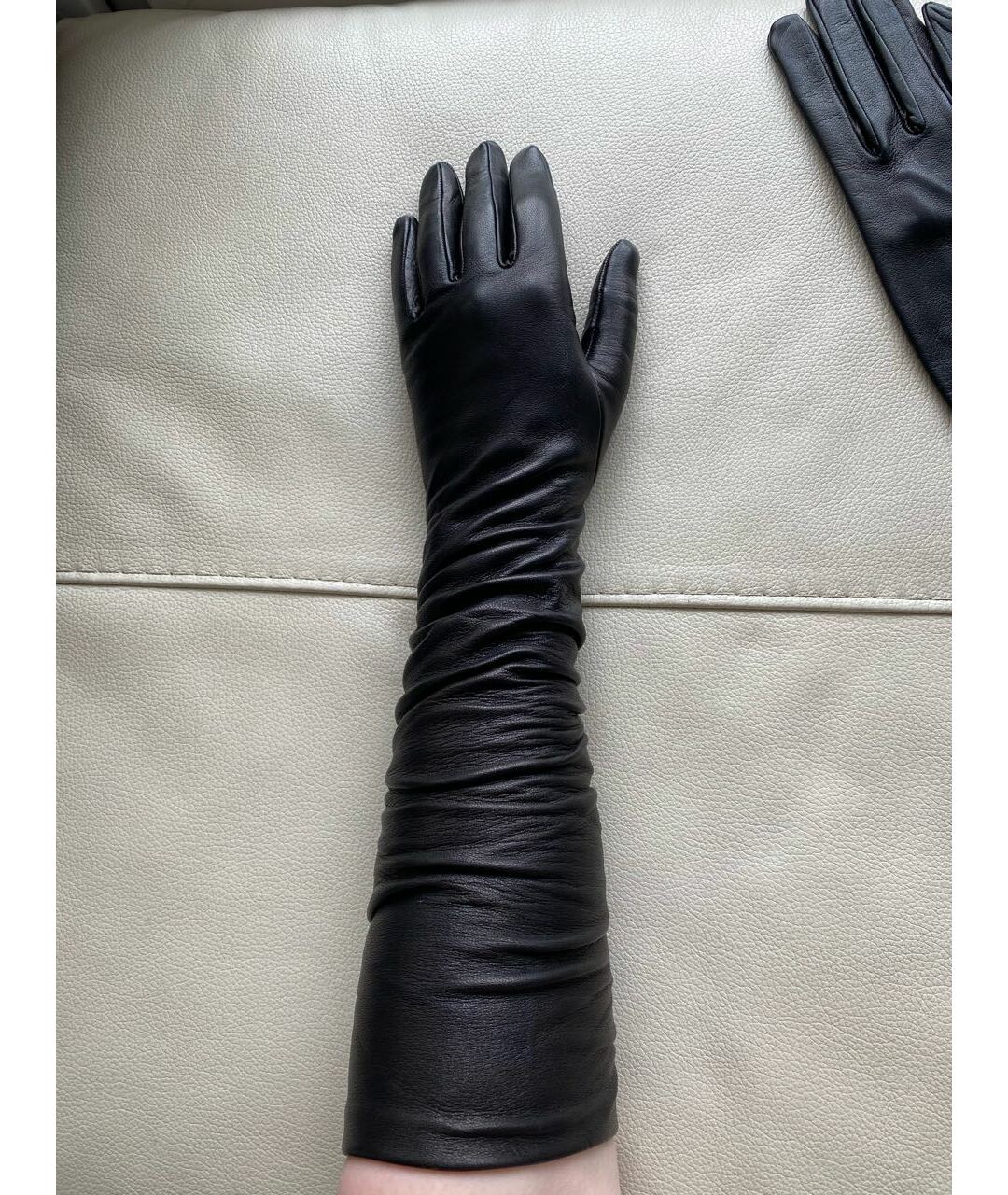 BALDININI Черные кожаные перчатки, фото 6