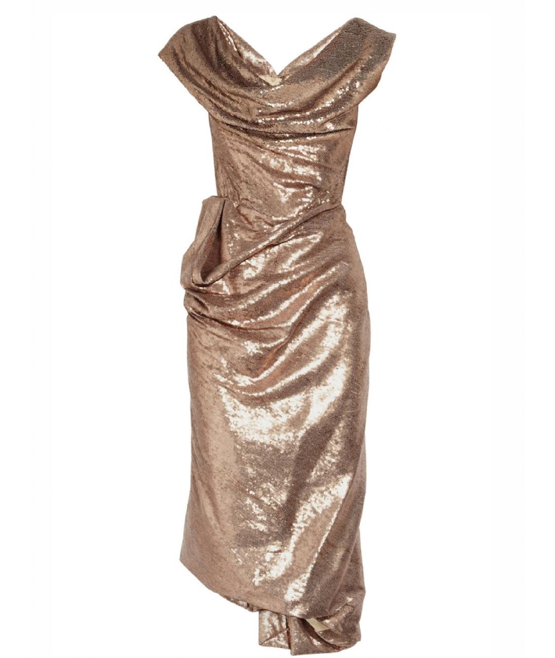 VIVIENNE WESTWOOD Золотое полиэстеровое коктейльное платье, фото 1