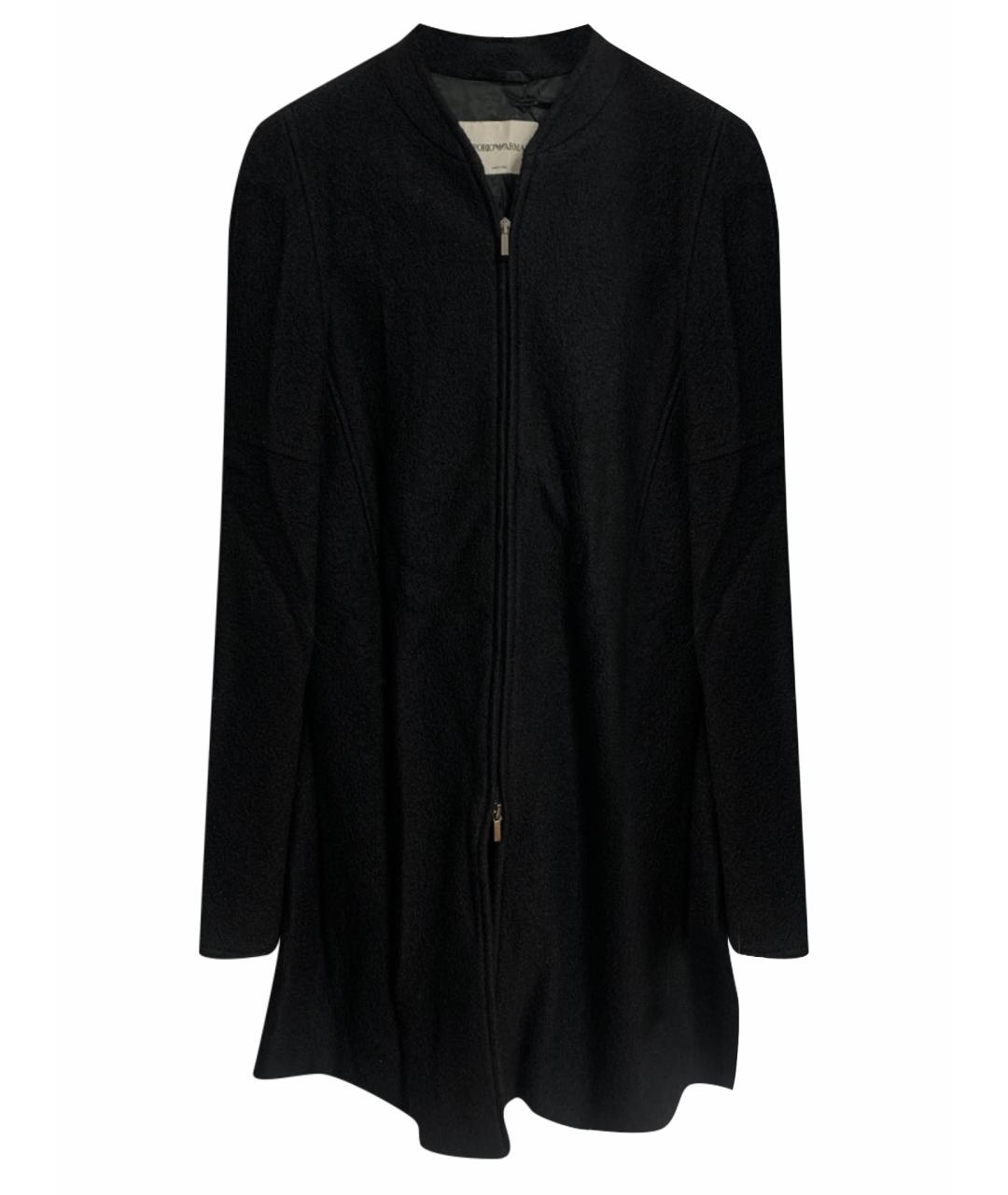 EMPORIO ARMANI Черное шерстяное пальто, фото 1
