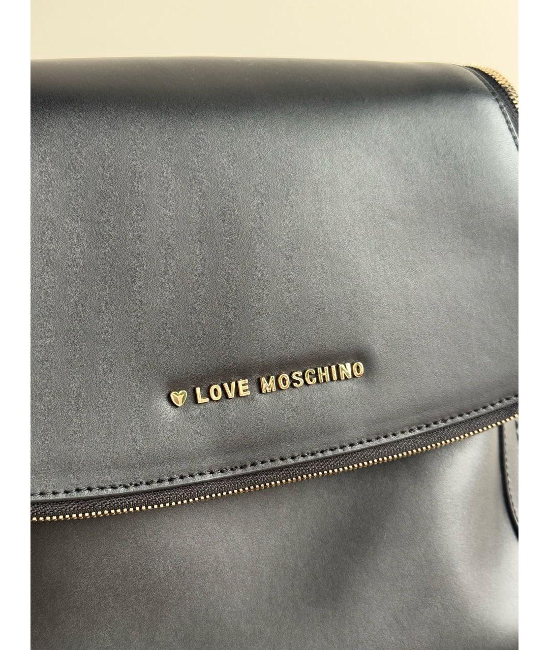 LOVE MOSCHINO Черная кожаная сумка через плечо, фото 5