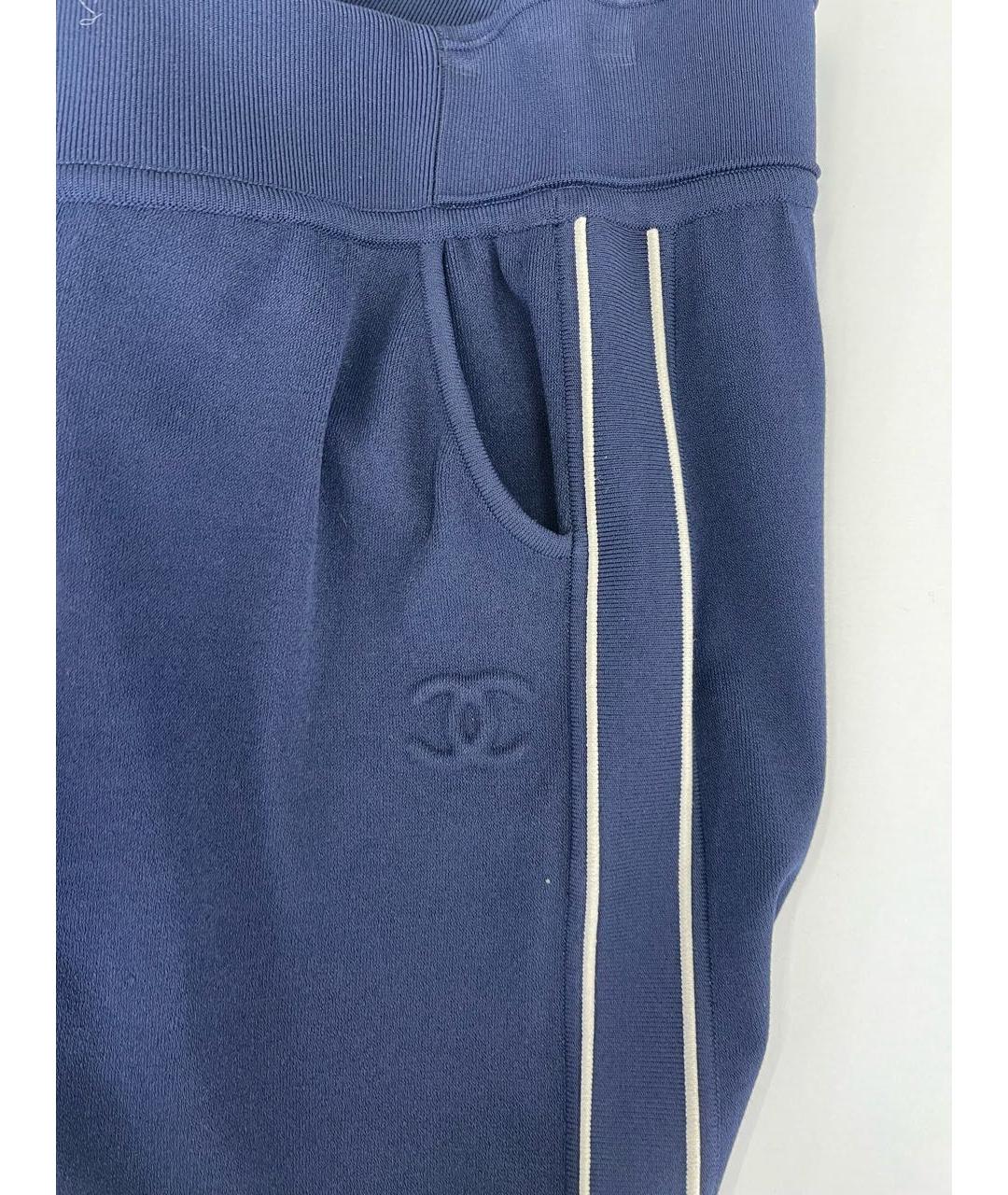 CHANEL Синие вискозные прямые брюки, фото 3