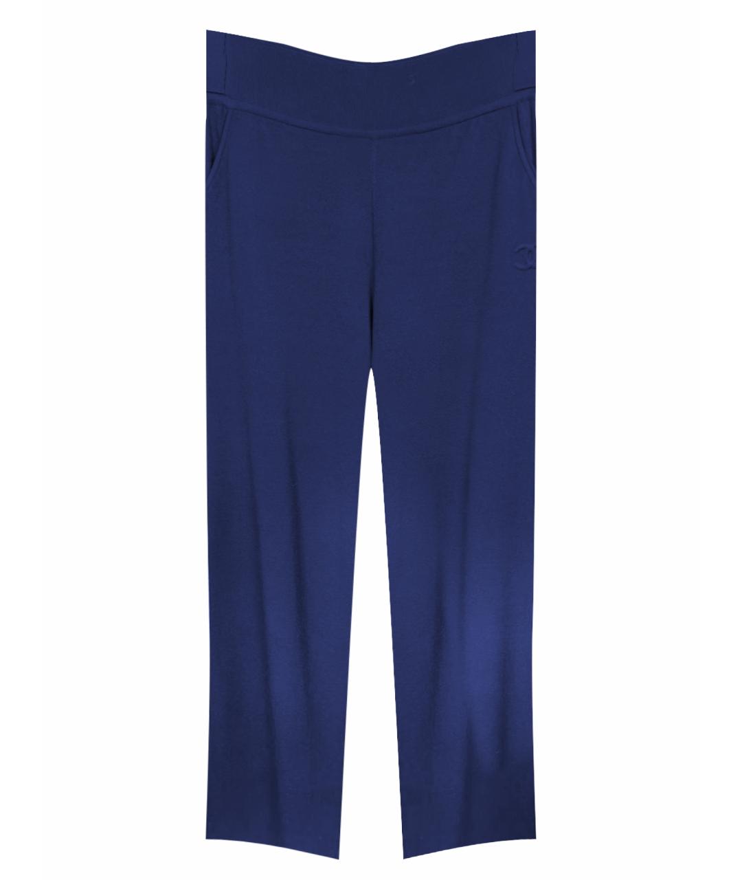 CHANEL Синие вискозные прямые брюки, фото 1