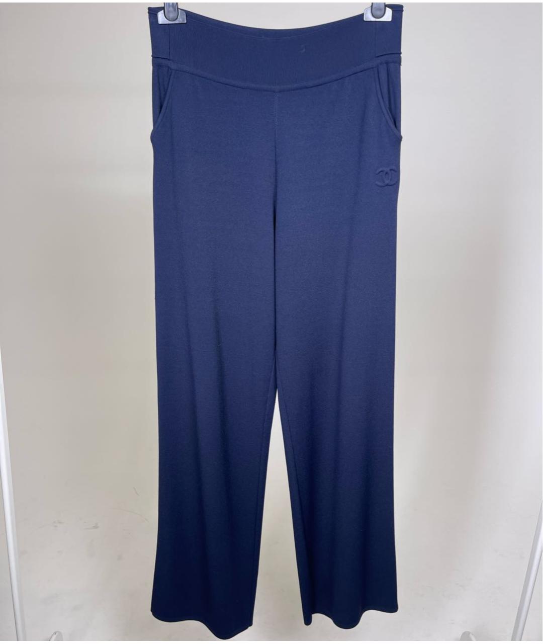 CHANEL Синие вискозные прямые брюки, фото 7