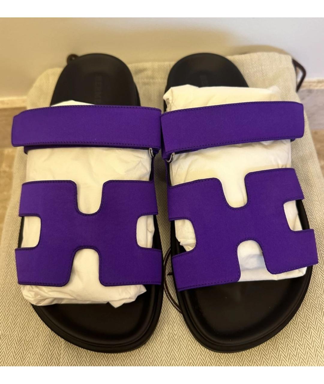 HERMES PRE-OWNED Фиолетовые текстильные сандалии, фото 3