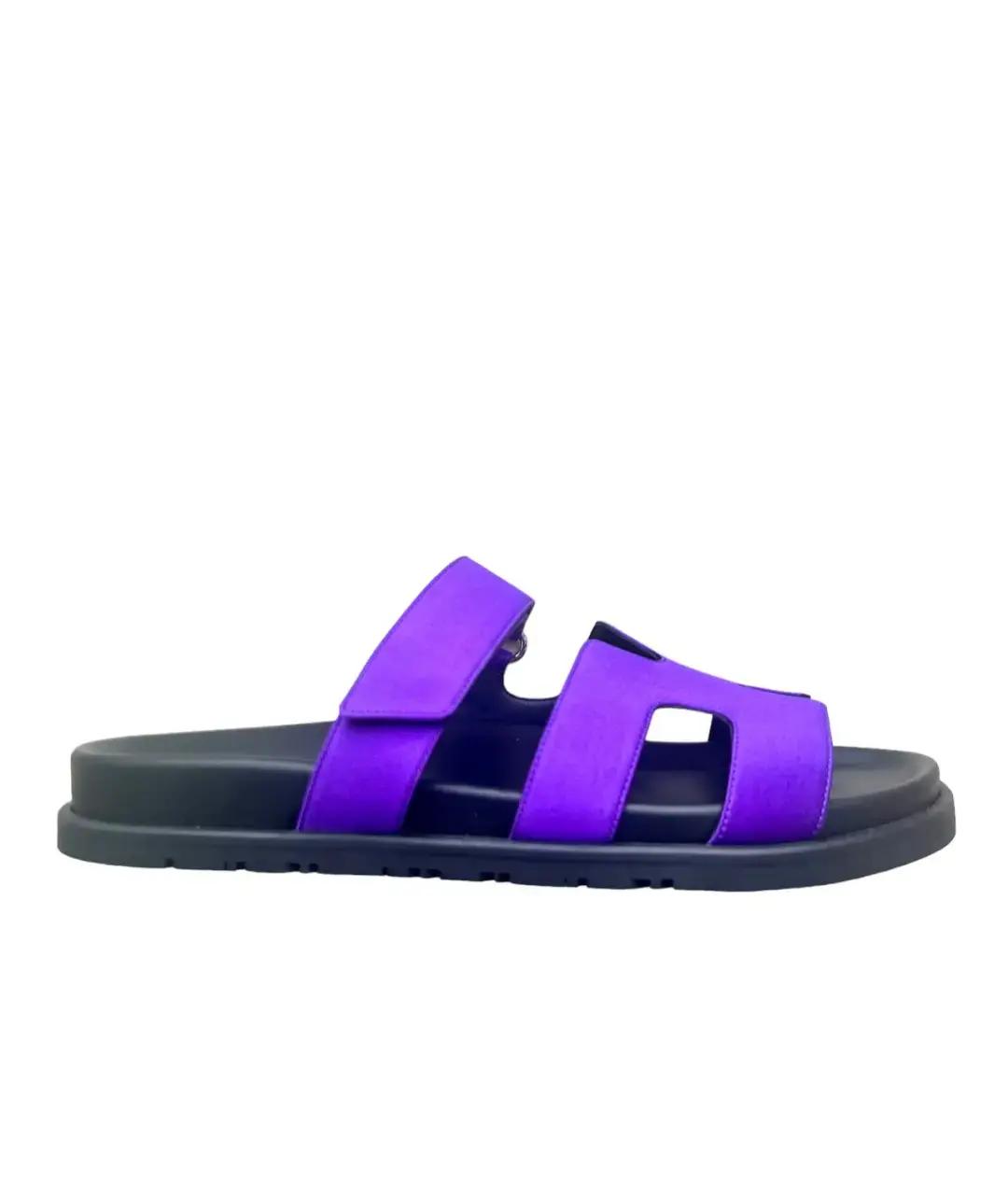 HERMES PRE-OWNED Фиолетовые текстильные сандалии, фото 1