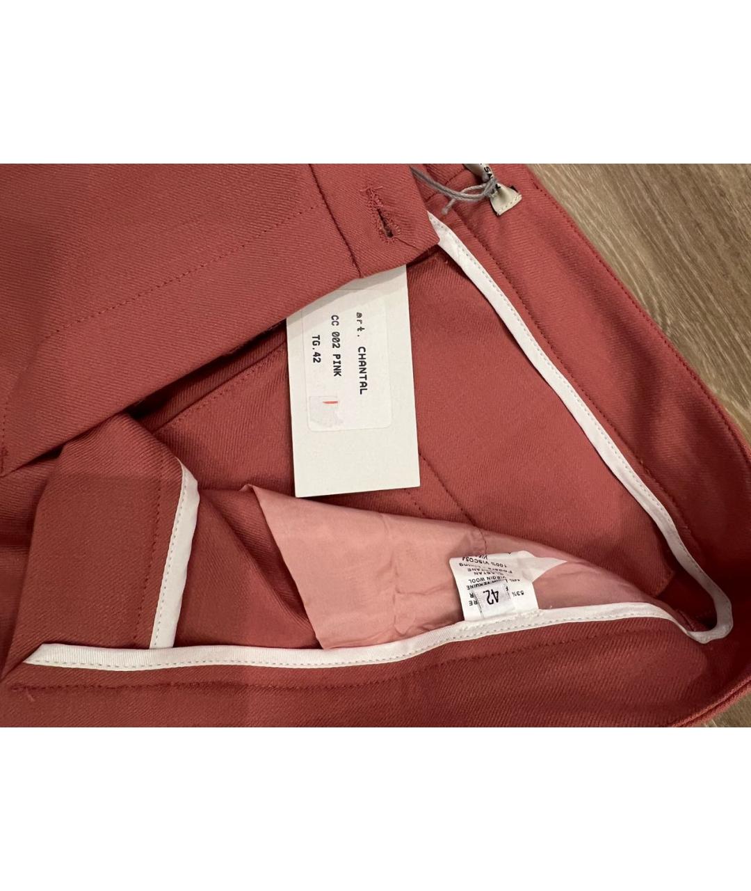 JUPE DE SATIN Розовые шерстяные брюки узкие, фото 5
