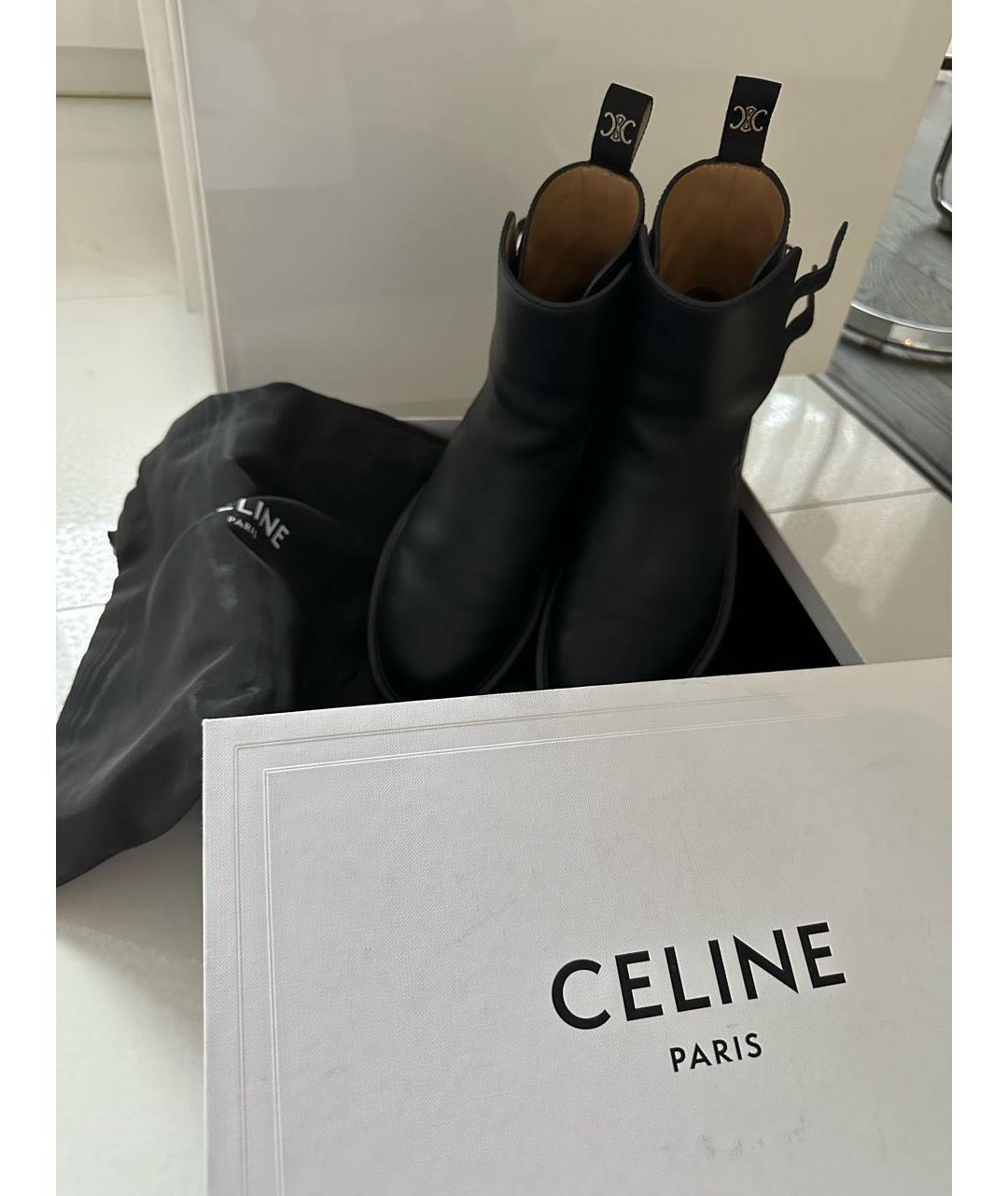 CELINE Черные кожаные полусапоги, фото 3