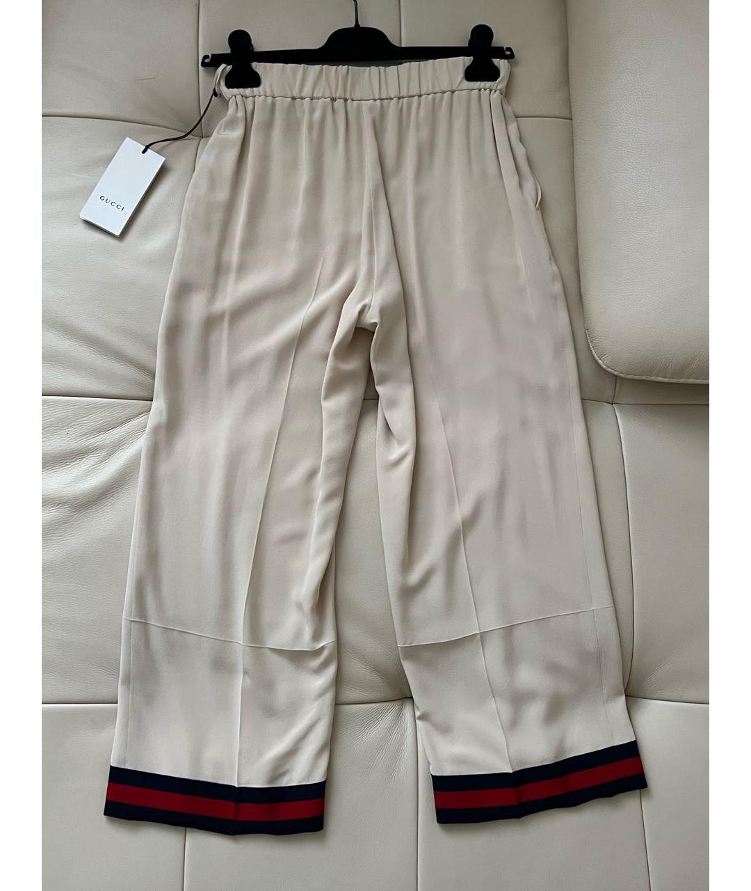 GUCCI Бежевые шелковые брюки широкие, фото 4
