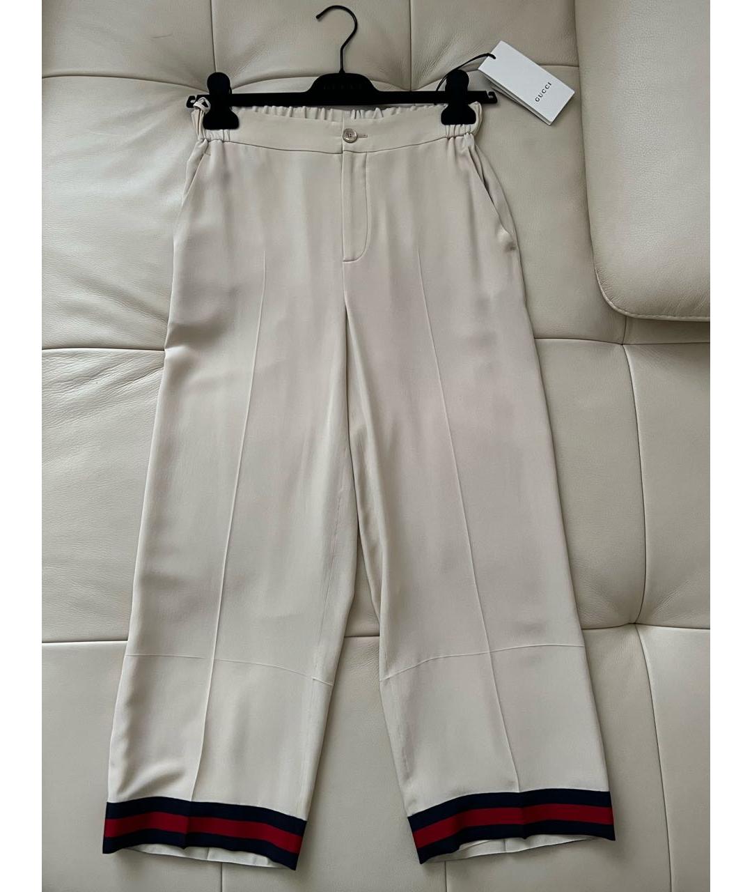 GUCCI Бежевые шелковые брюки широкие, фото 3