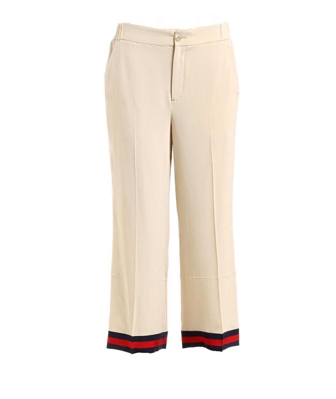 GUCCI Бежевые шелковые брюки широкие, фото 1