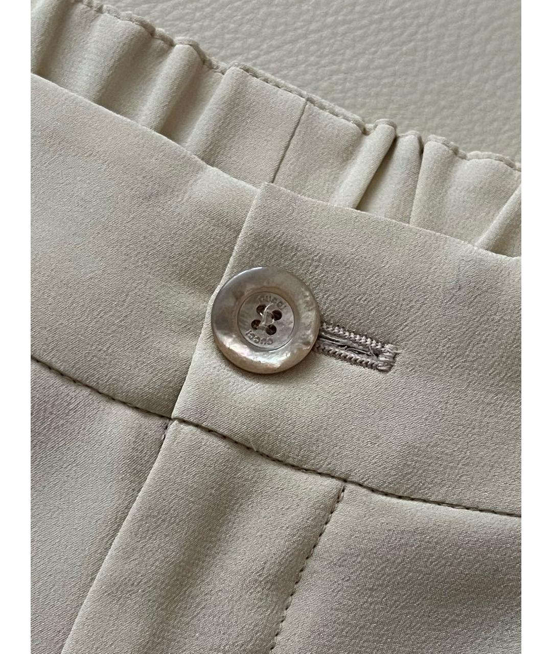 GUCCI Бежевые шелковые брюки широкие, фото 8