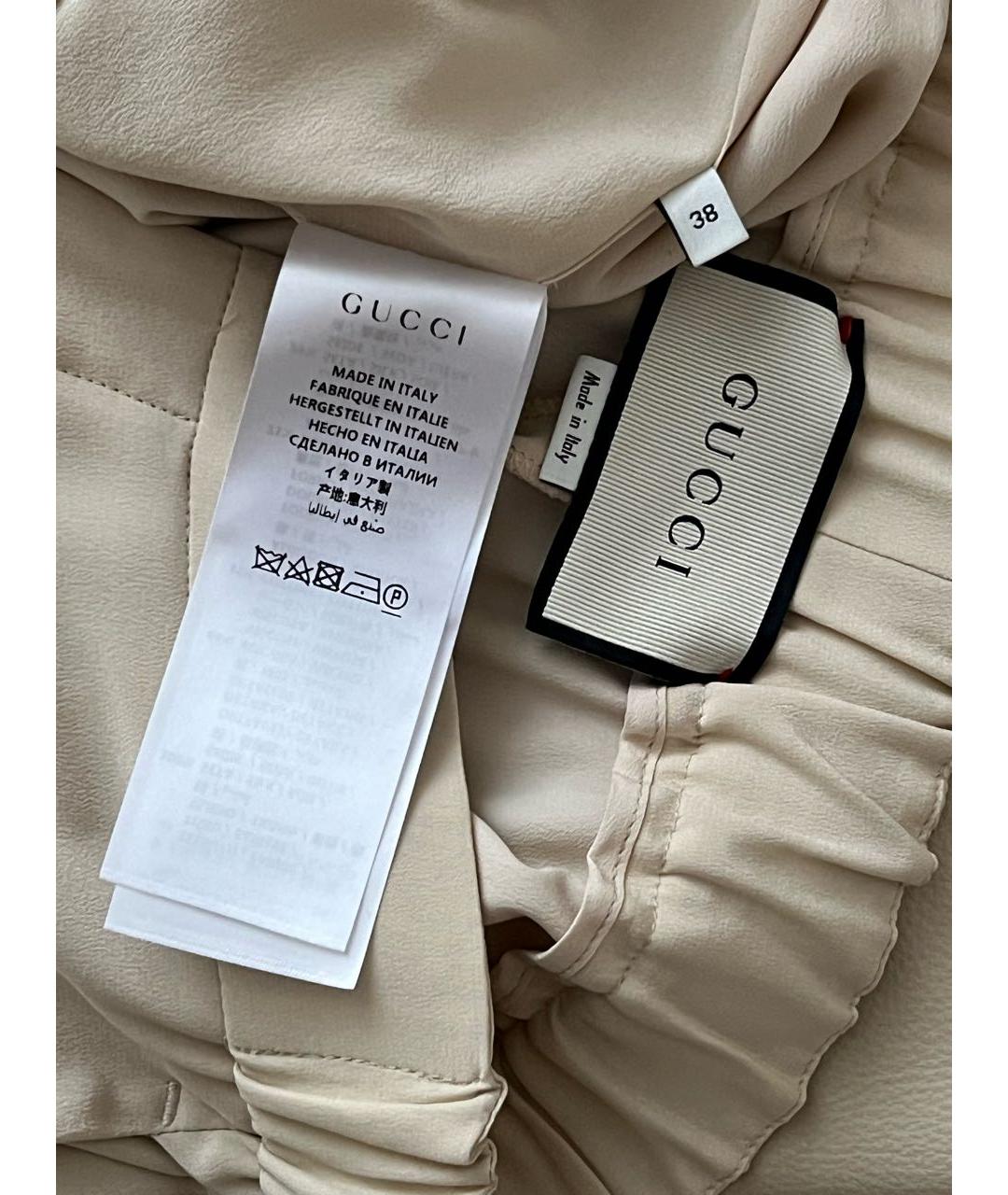 GUCCI Бежевые шелковые брюки широкие, фото 7