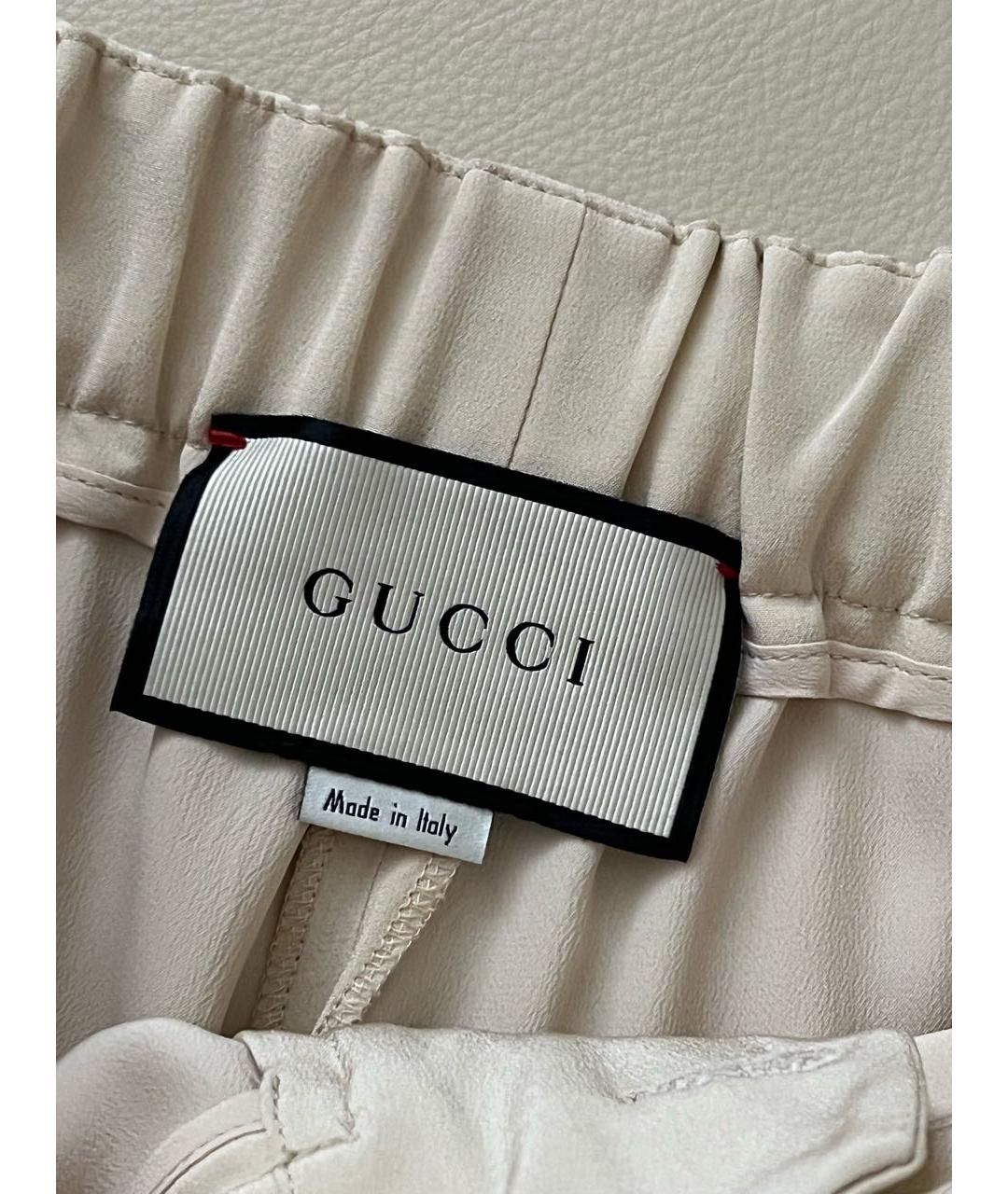 GUCCI Бежевые шелковые брюки широкие, фото 6