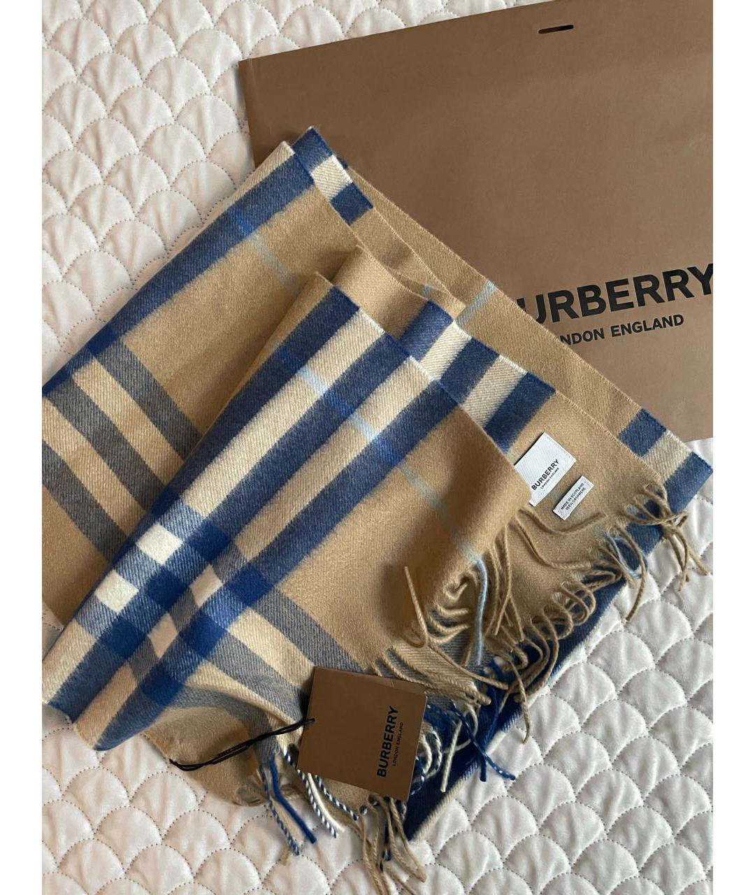 BURBERRY Голубой кашемировый шарф, фото 3