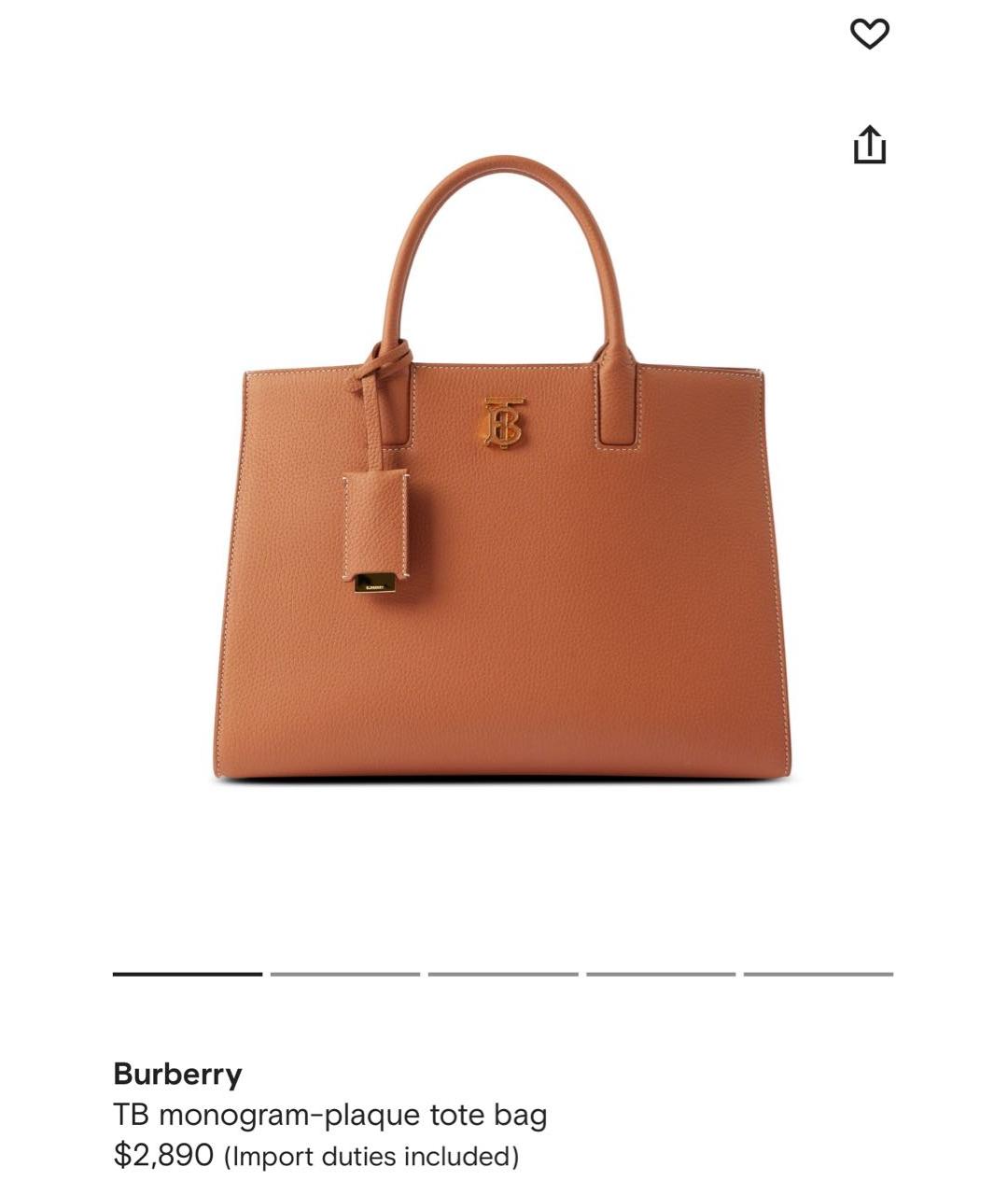 BURBERRY Голубая кожаная сумка тоут, фото 7