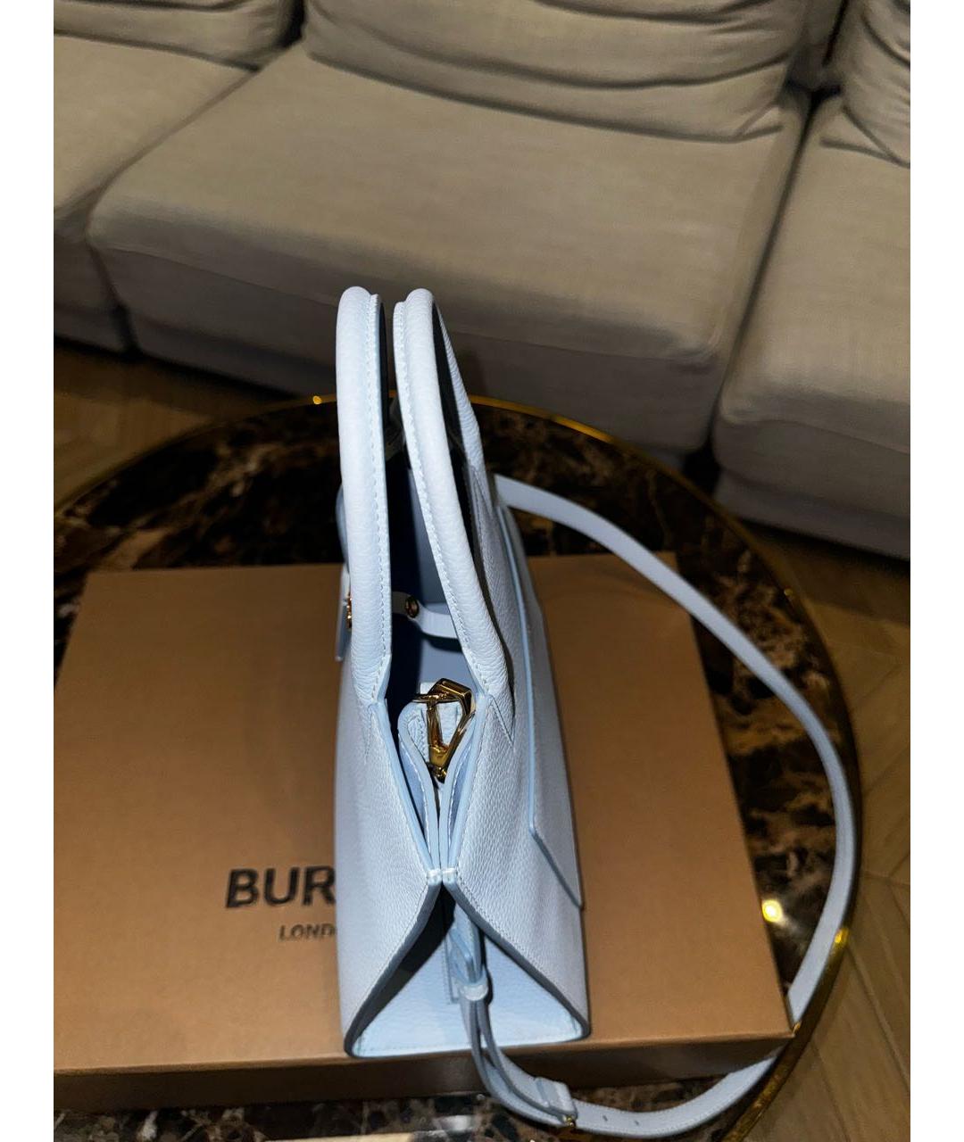 BURBERRY Голубая кожаная сумка тоут, фото 4
