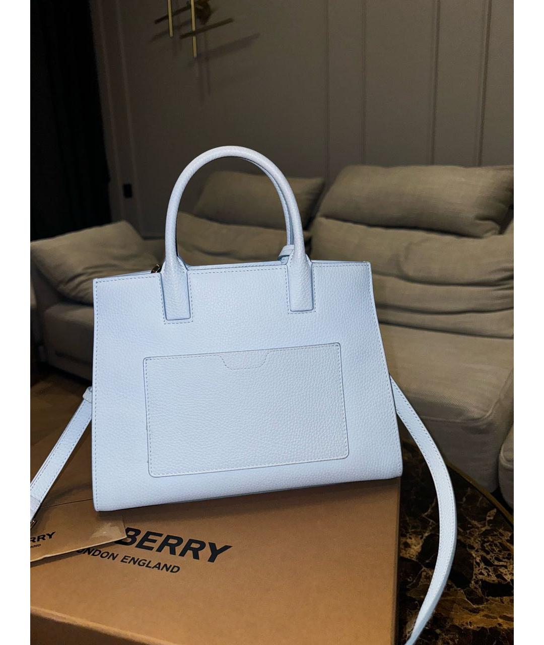 BURBERRY Голубая кожаная сумка тоут, фото 3