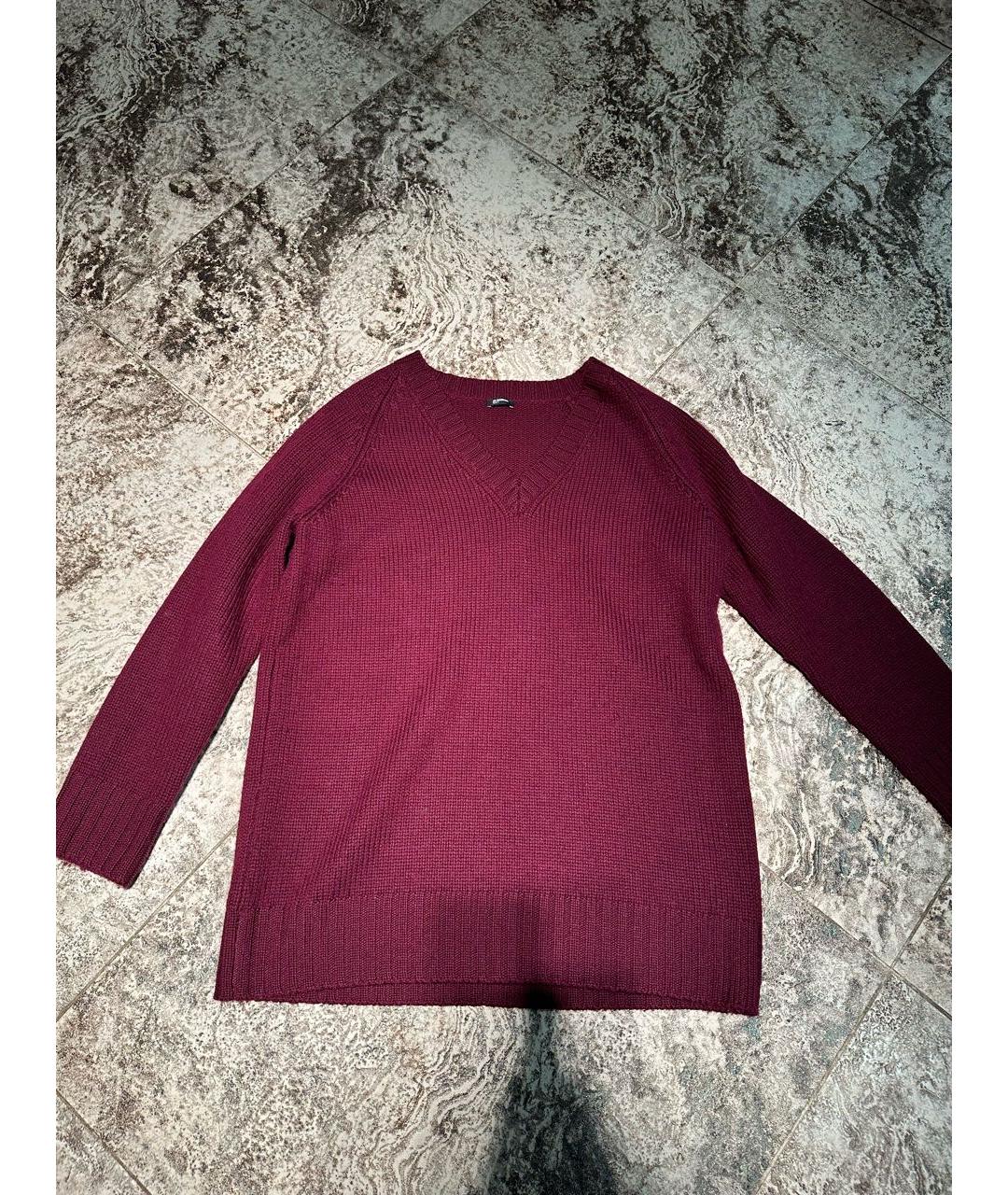JIL SANDER Бордовый шерстяной джемпер / свитер, фото 2