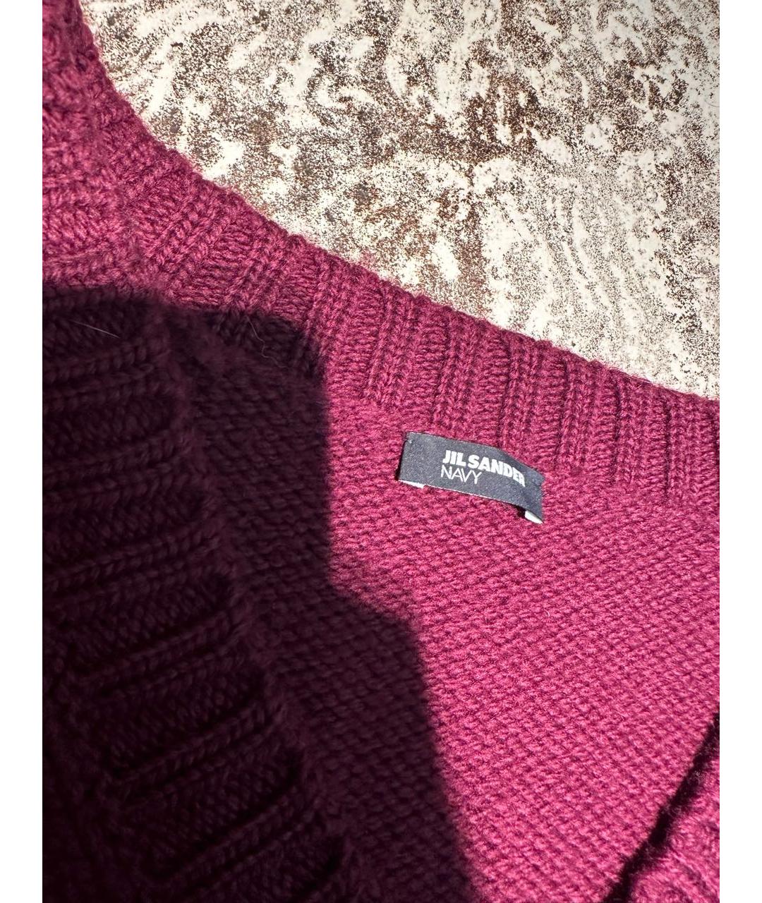 JIL SANDER Бордовый шерстяной джемпер / свитер, фото 3