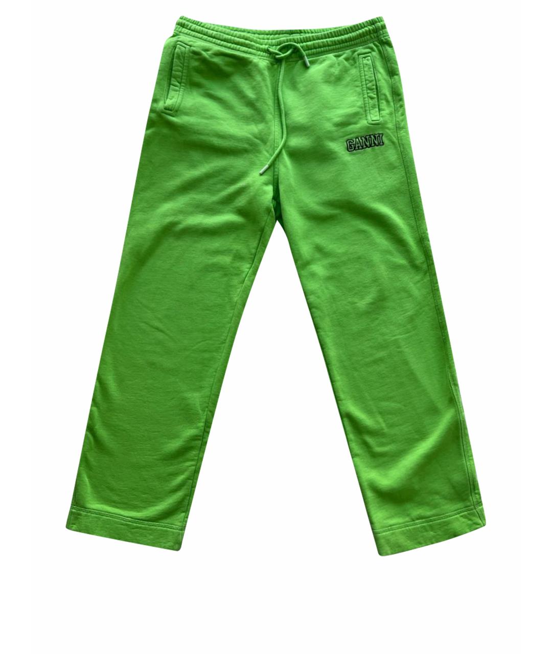 GANNI Зеленые хлопковые спортивные брюки и шорты, фото 1