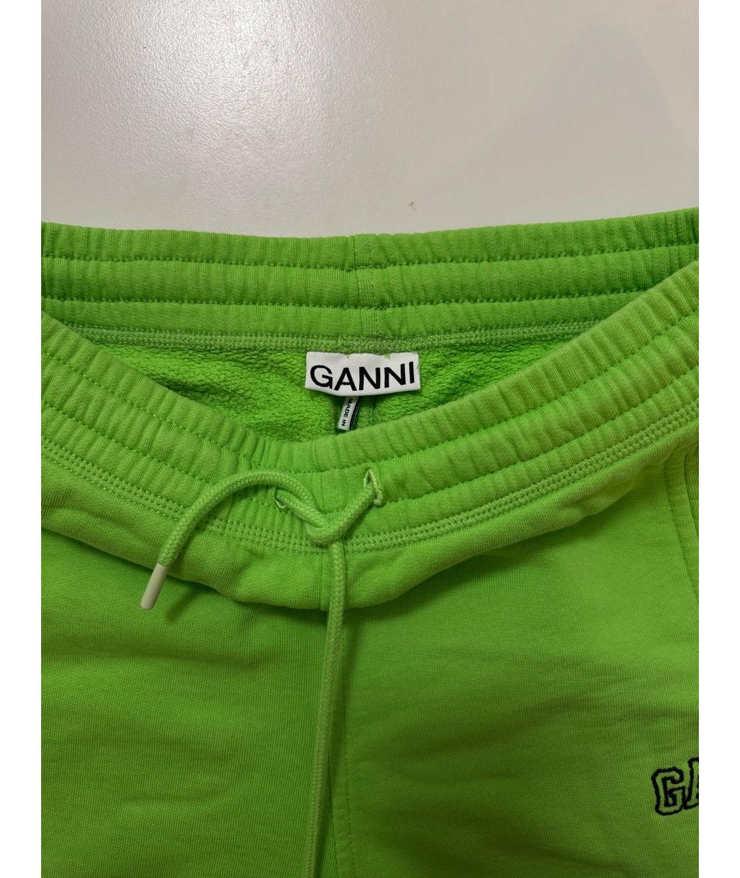GANNI Зеленые хлопковые спортивные брюки и шорты, фото 3
