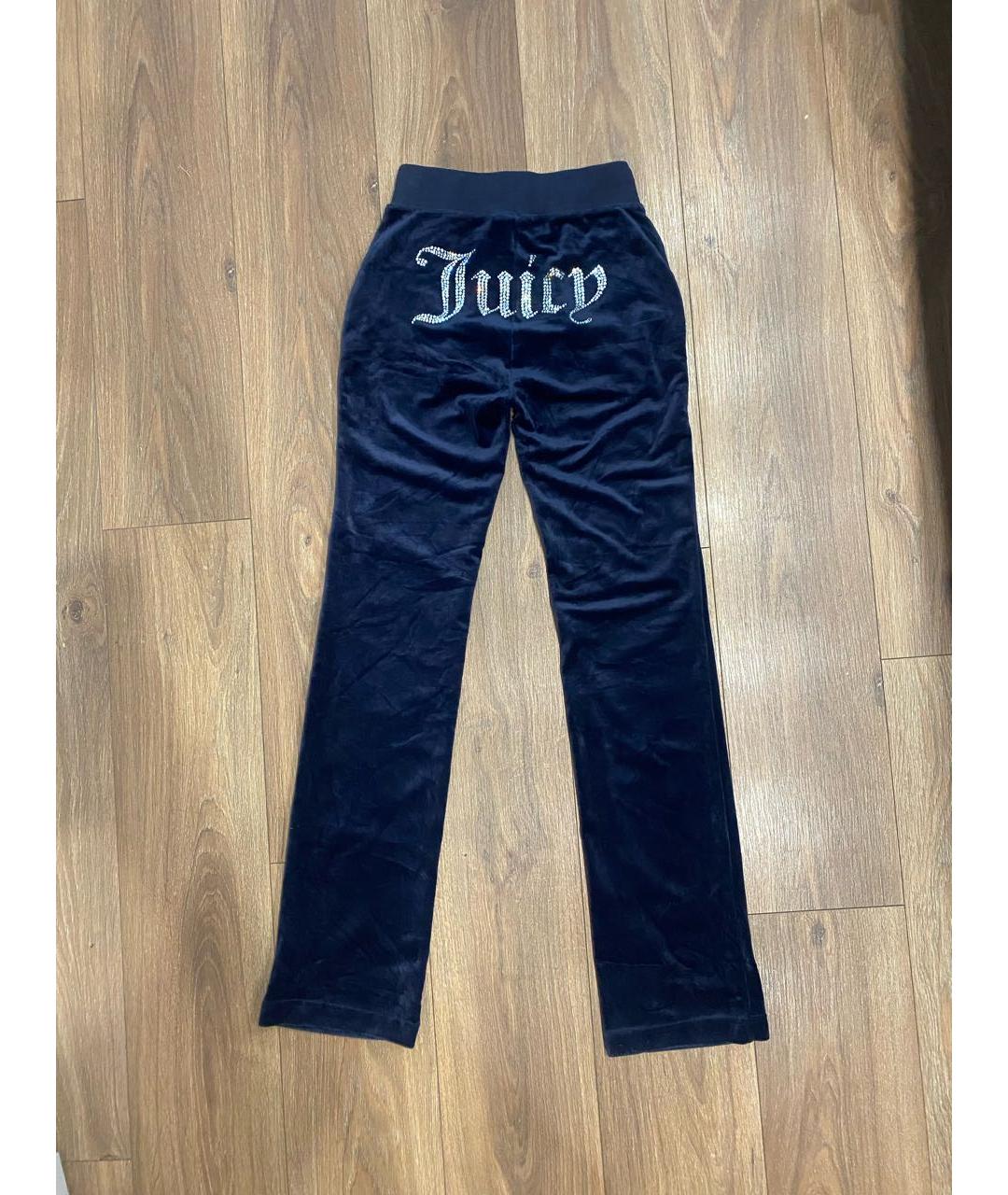 JUICY COUTURE Темно-синие велюровые спортивные брюки и шорты, фото 2