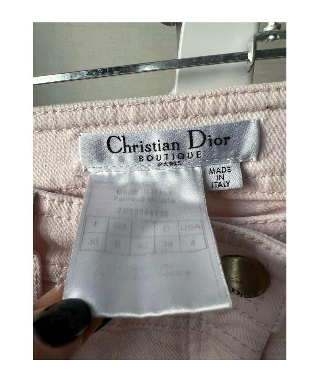 CHRISTIAN DIOR Розовые хлопковые джинсы слим, фото 8