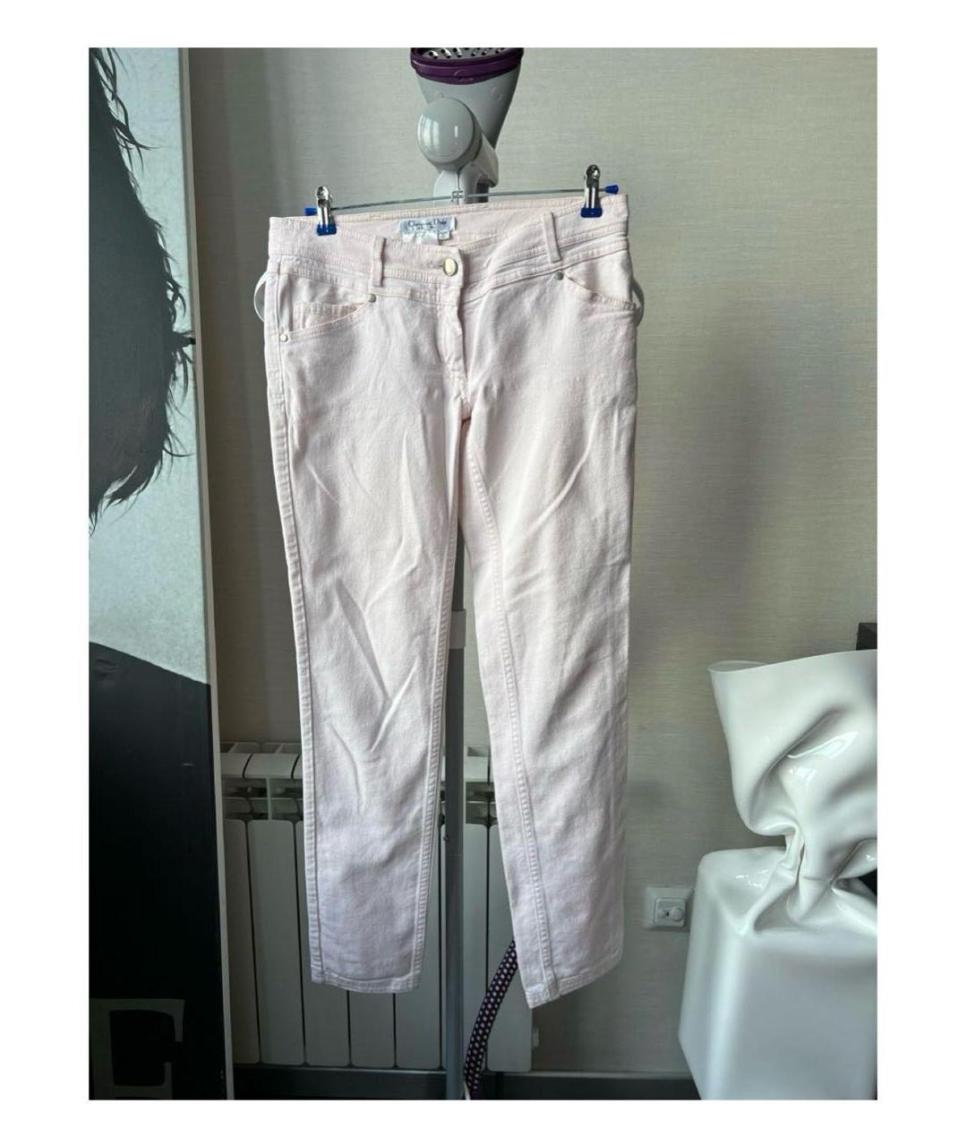 CHRISTIAN DIOR Розовые хлопковые джинсы слим, фото 7
