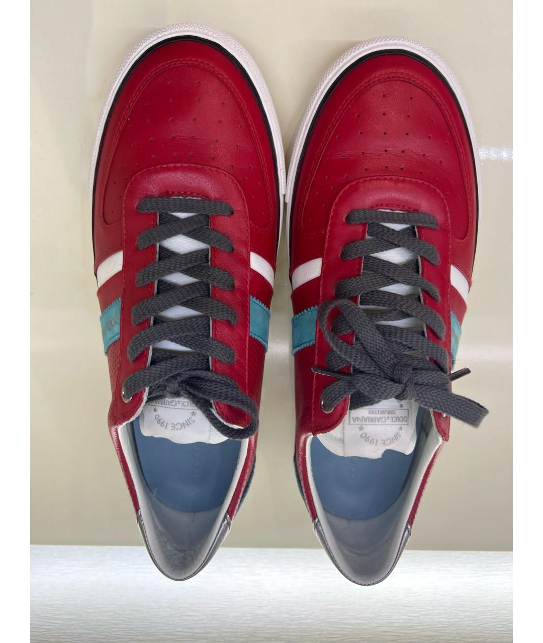 DOLCE&GABBANA Красные кожаные низкие кроссовки / кеды, фото 3