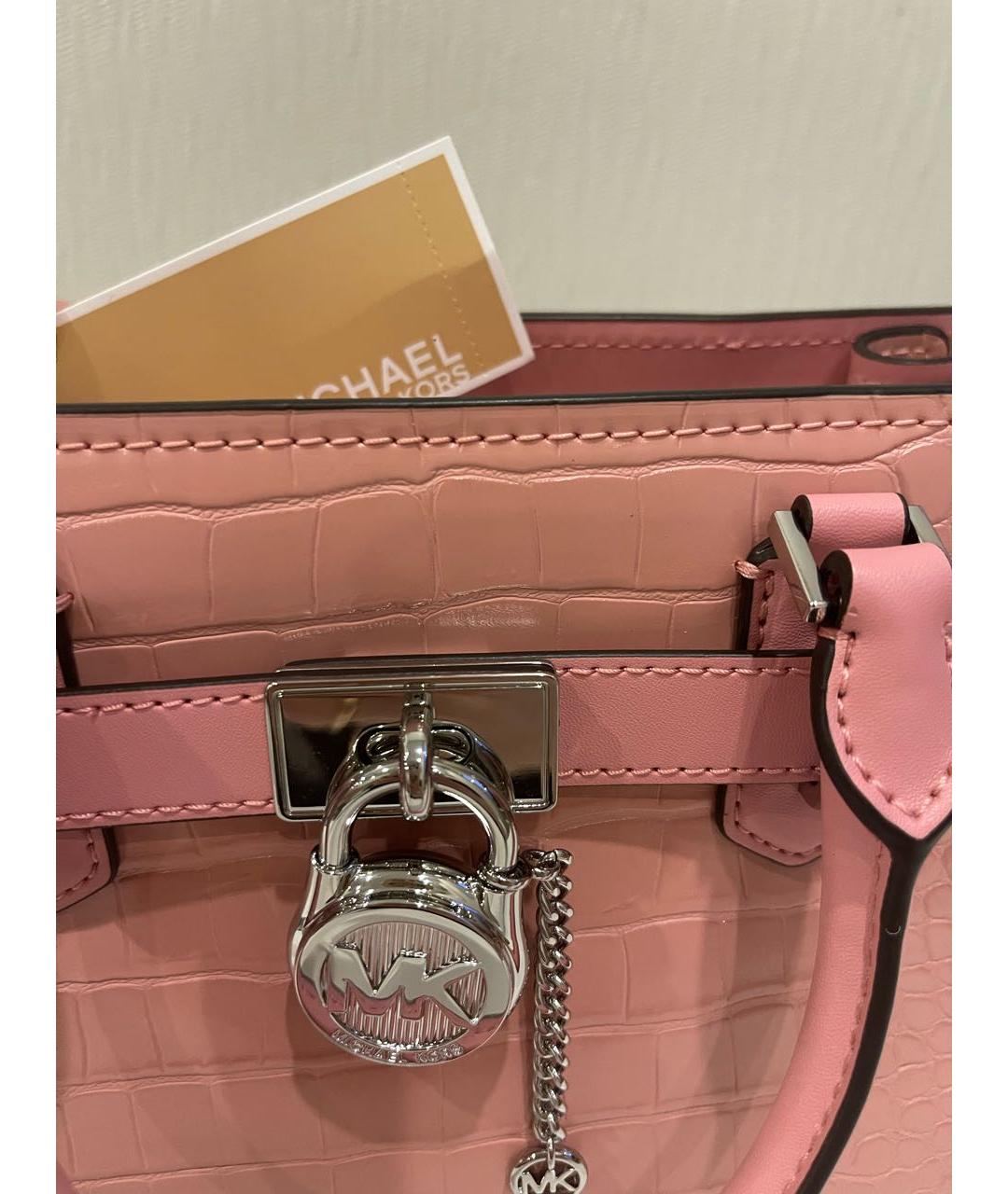 MICHAEL KORS Розовая кожаная сумка с короткими ручками, фото 4