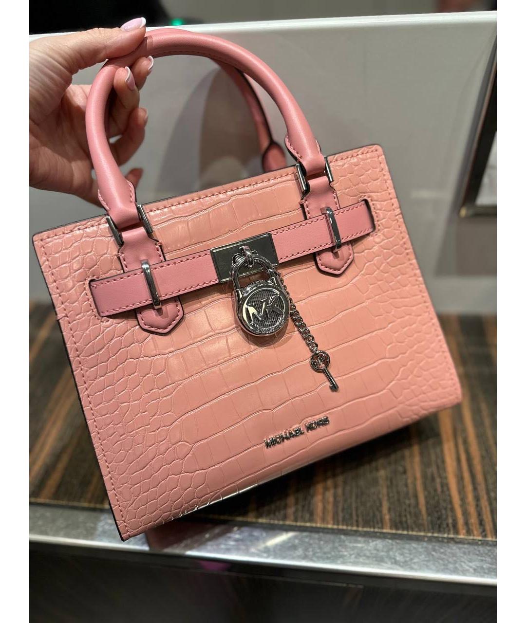 MICHAEL KORS Розовая кожаная сумка с короткими ручками, фото 5