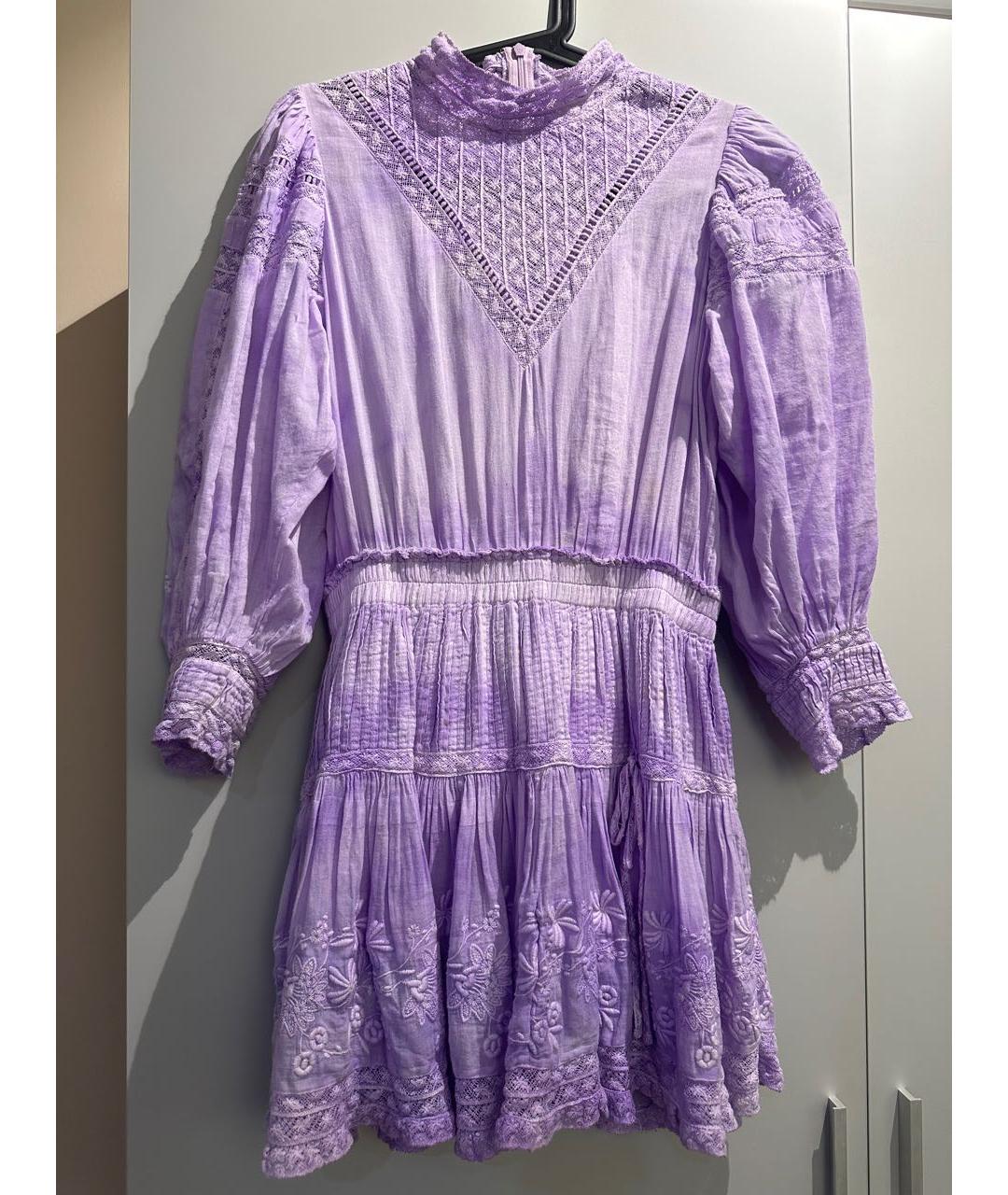 LOVE SHACK FANCY Фиолетовое льняное платье, фото 7