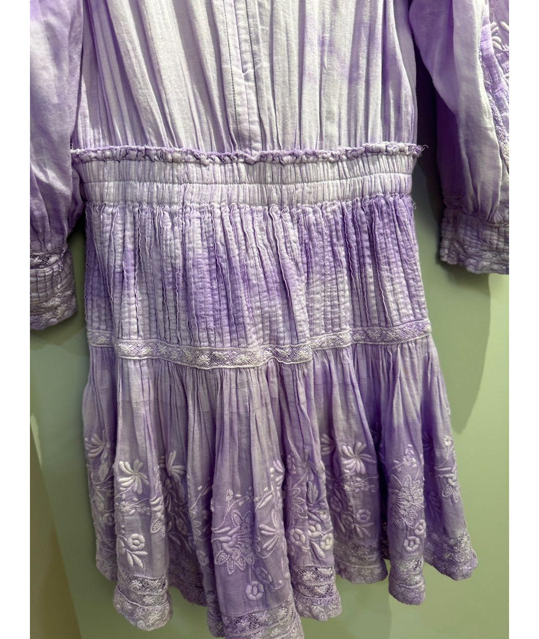 LOVE SHACK FANCY Фиолетовое льняное платье, фото 2