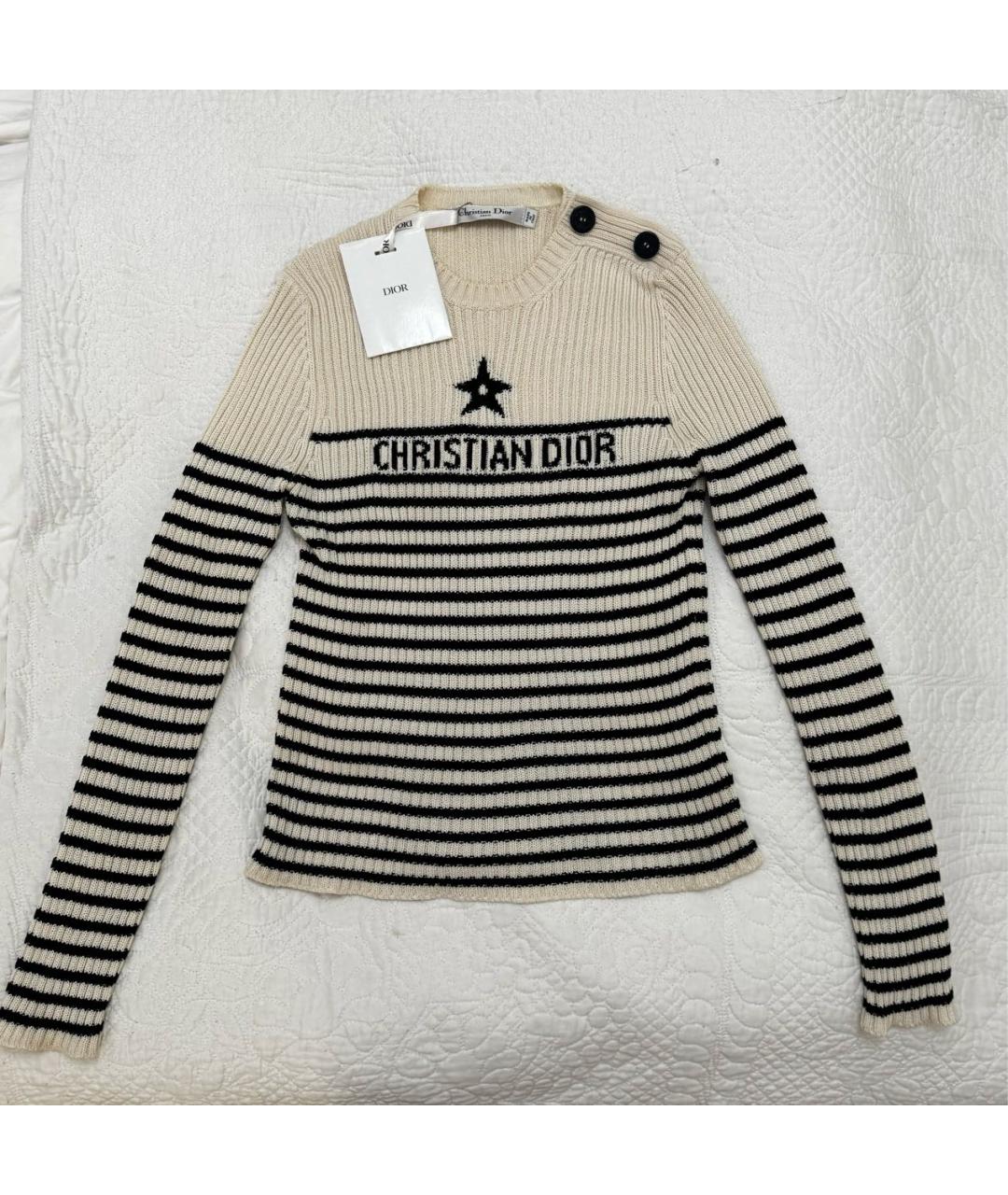 CHRISTIAN DIOR Бежевый хлопковый джемпер / свитер, фото 4