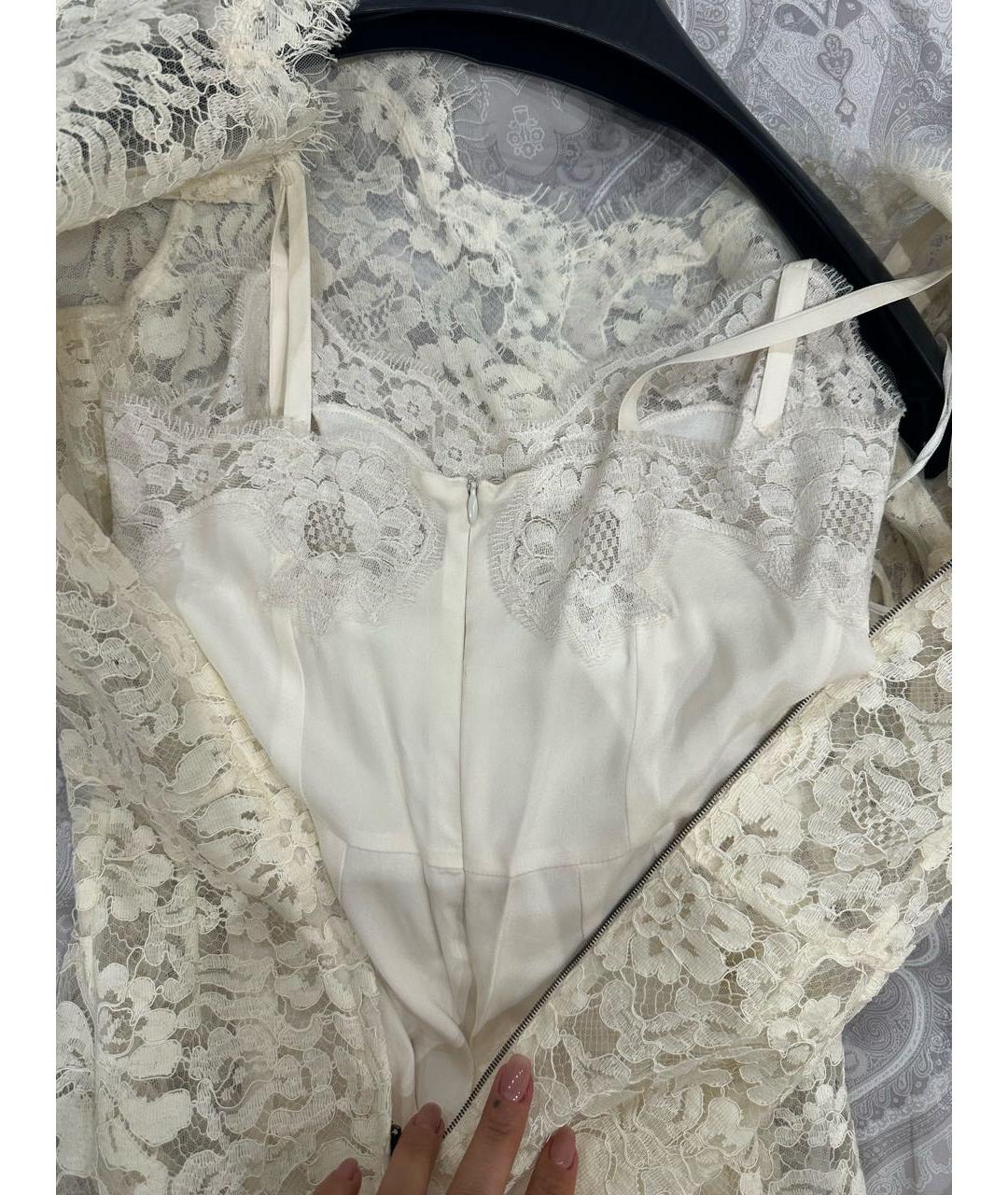 DOLCE&GABBANA Белое кружевное вечернее платье, фото 5
