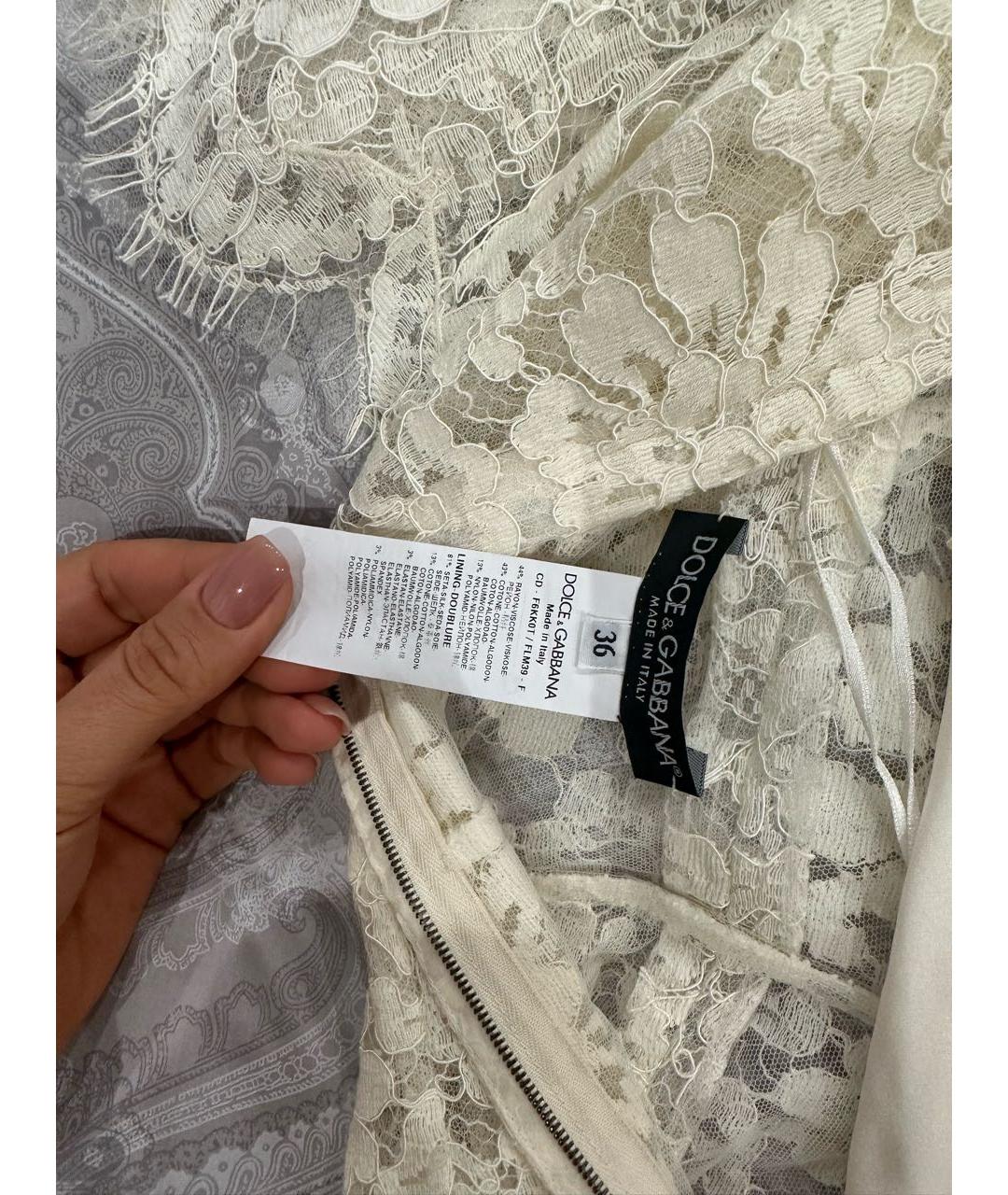 DOLCE&GABBANA Белое кружевное вечернее платье, фото 4