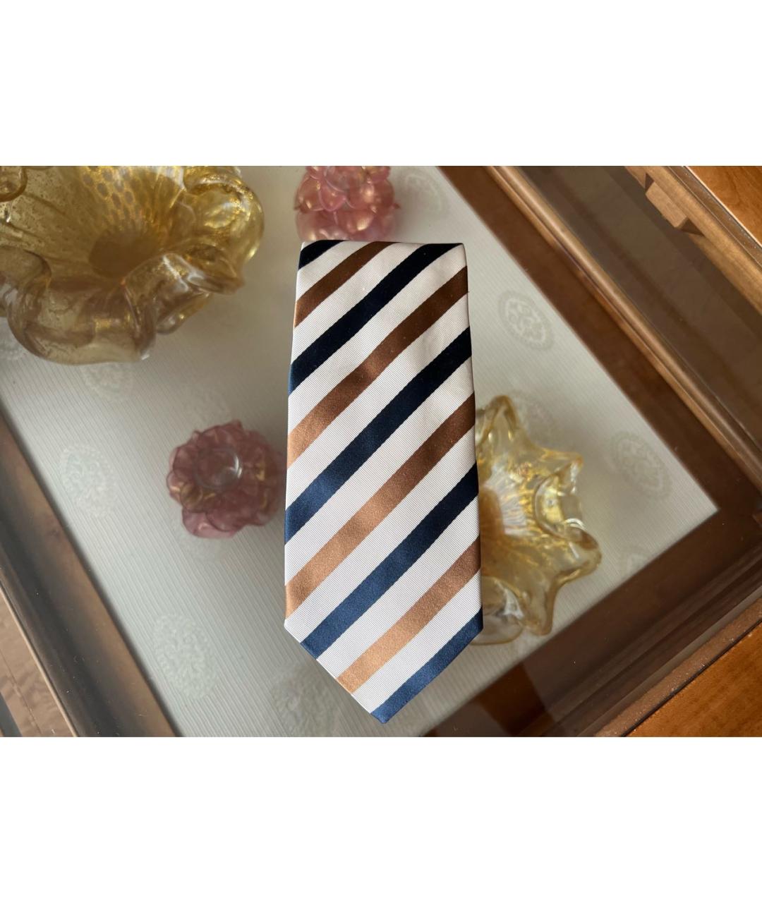 ERMENEGILDO ZEGNA Бежевый шелковый галстук, фото 5