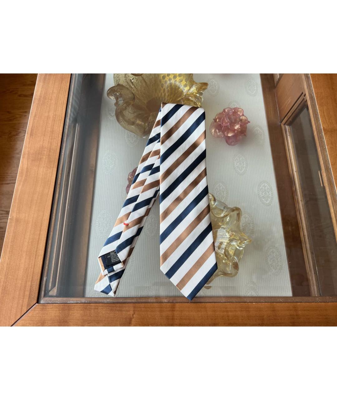 ERMENEGILDO ZEGNA Бежевый шелковый галстук, фото 3
