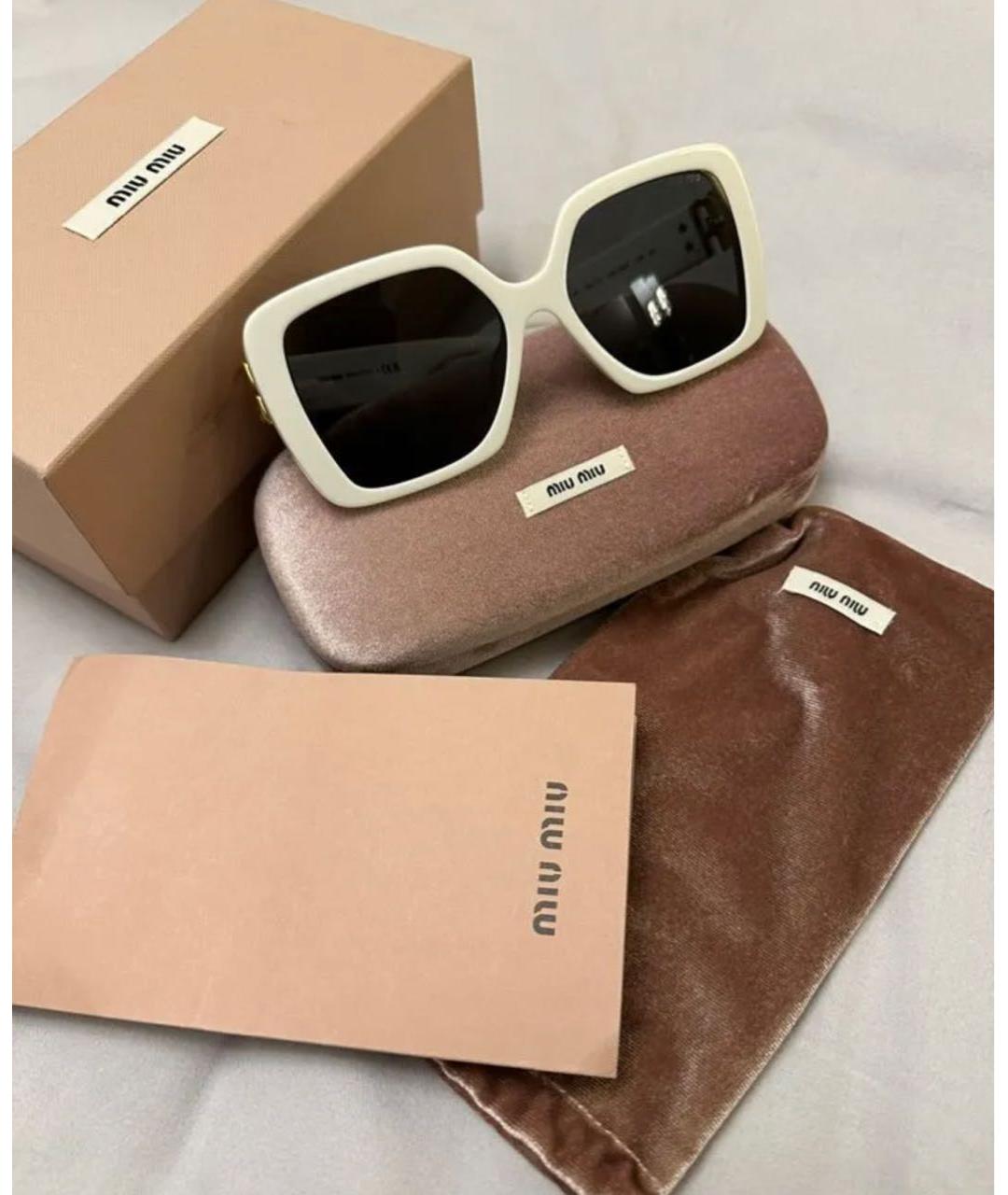 MIU MIU Белые пластиковые солнцезащитные очки, фото 2