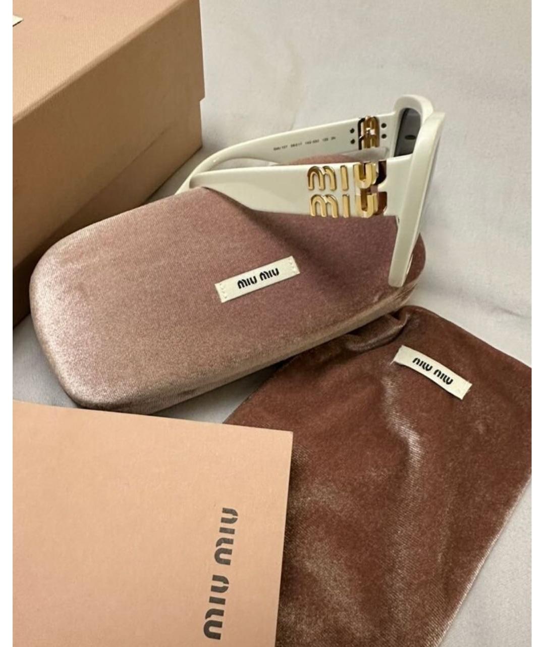 MIU MIU Белые пластиковые солнцезащитные очки, фото 5