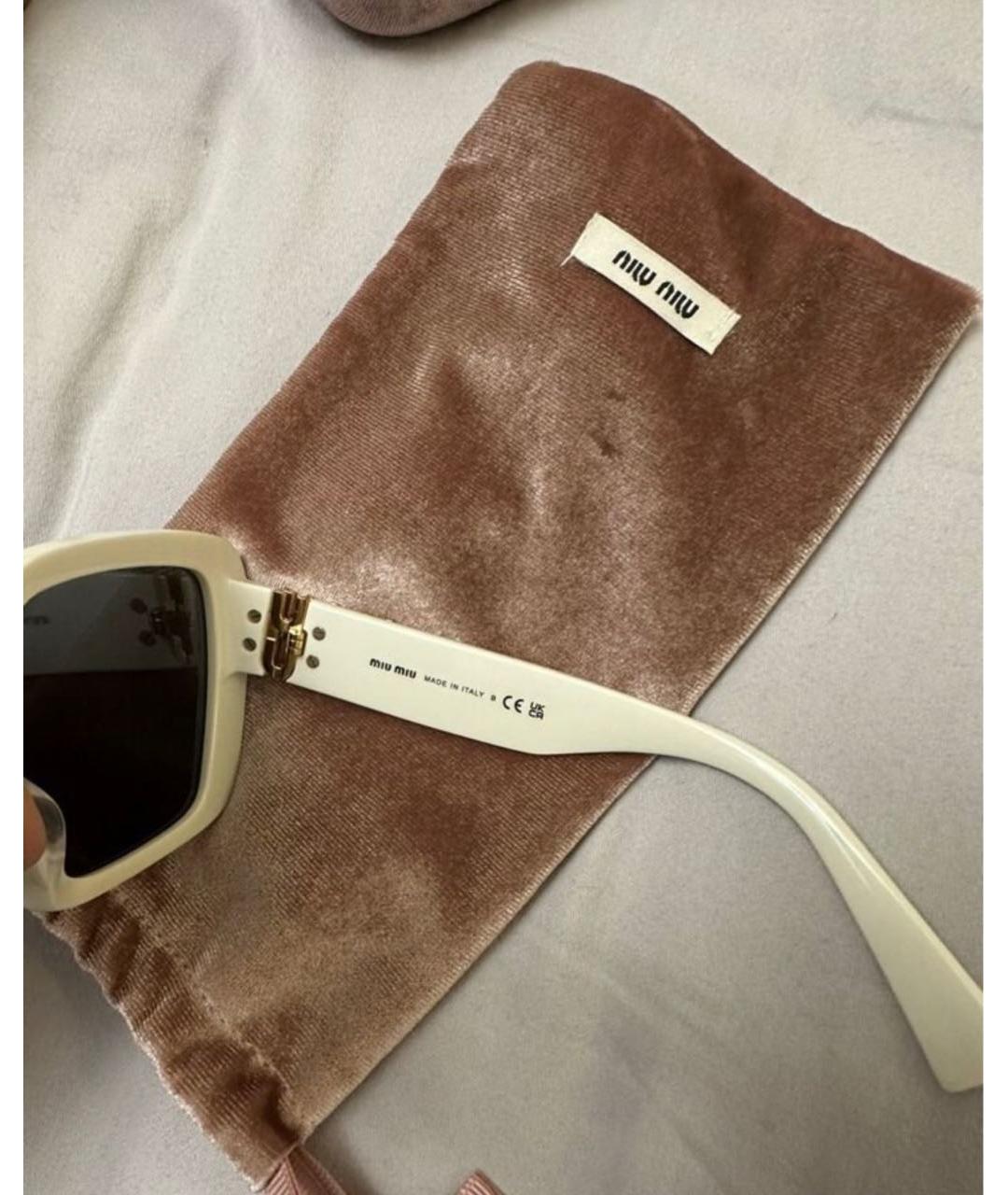 MIU MIU Белые пластиковые солнцезащитные очки, фото 4