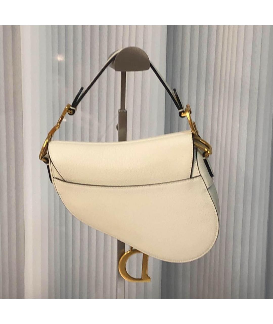 CHRISTIAN DIOR Белая кожаная сумка с короткими ручками, фото 2