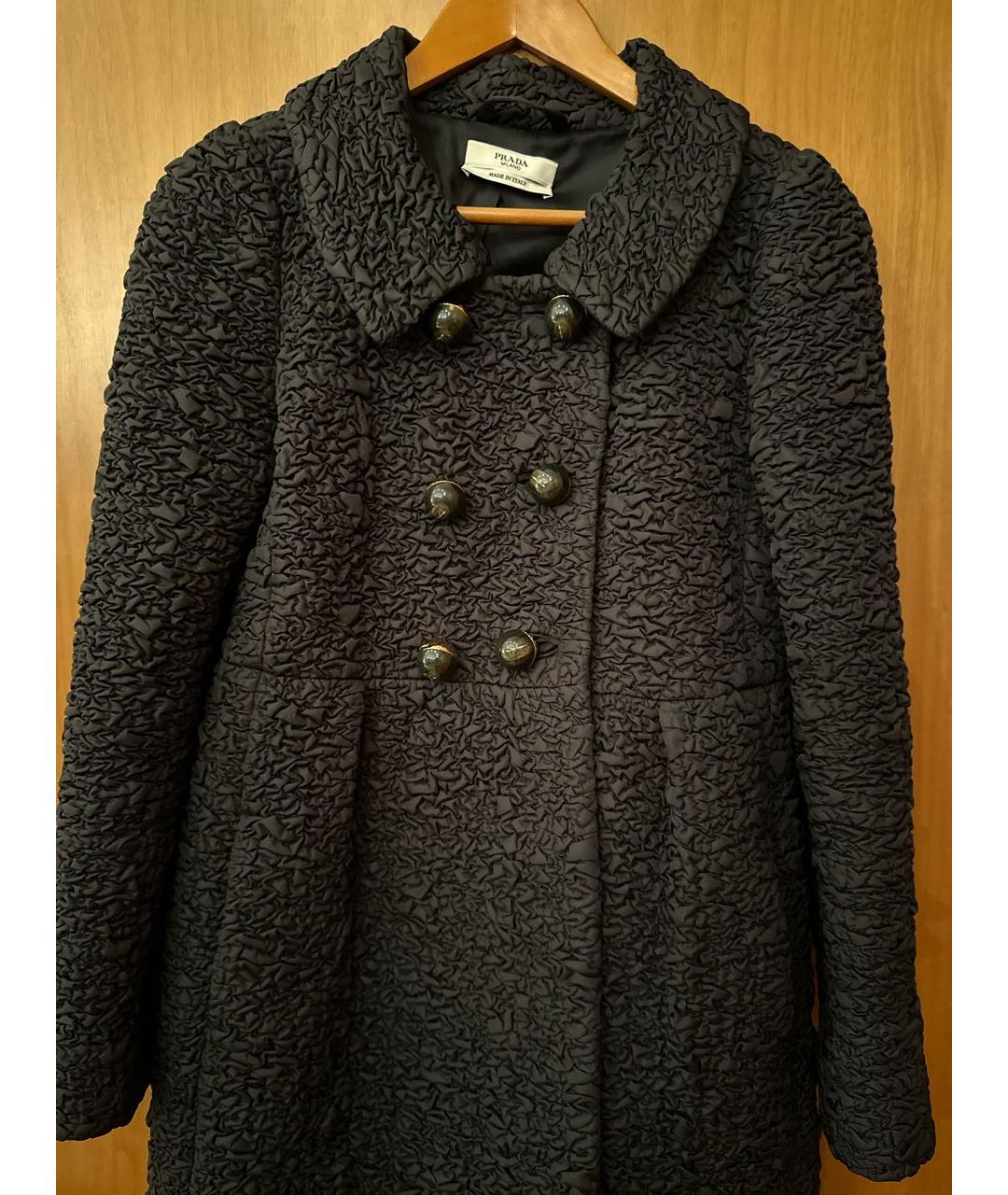 PRADA Черное полиамидовое пальто, фото 3