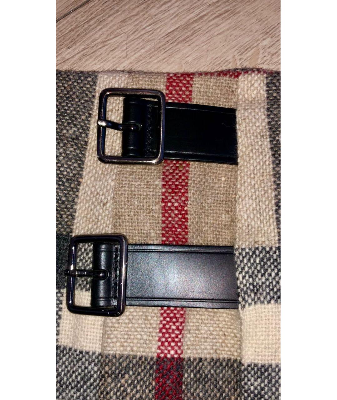 BURBERRY Бежевая шерстяная юбка мини, фото 4