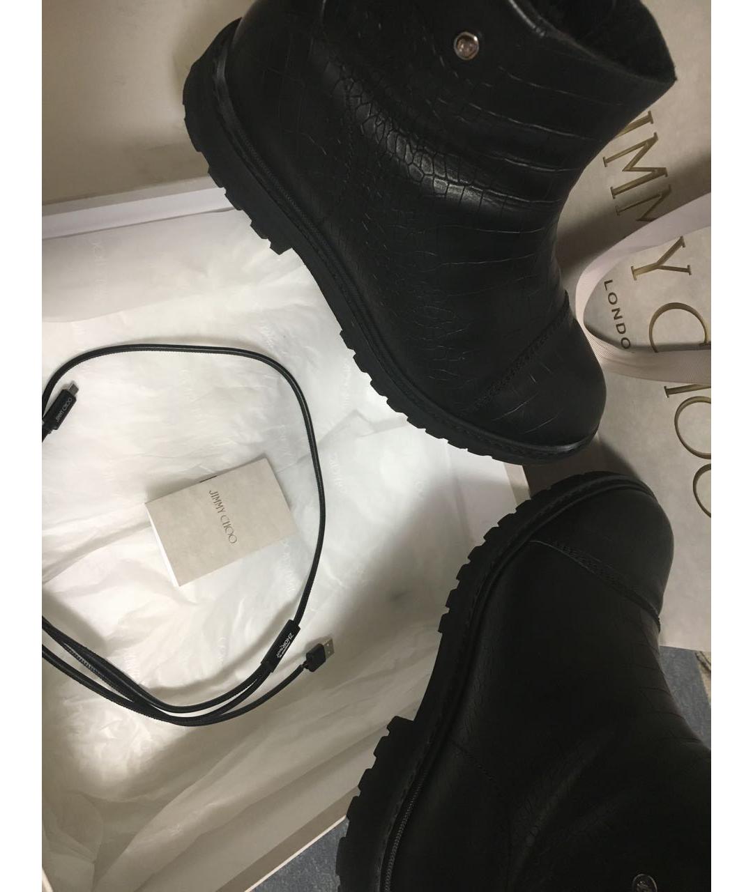 JIMMY CHOO Черные кожаные высокие ботинки, фото 2