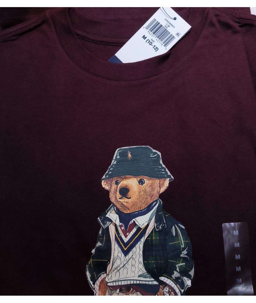 POLO RALPH LAUREN Бордовая хлопковая детская футболка, фото 3